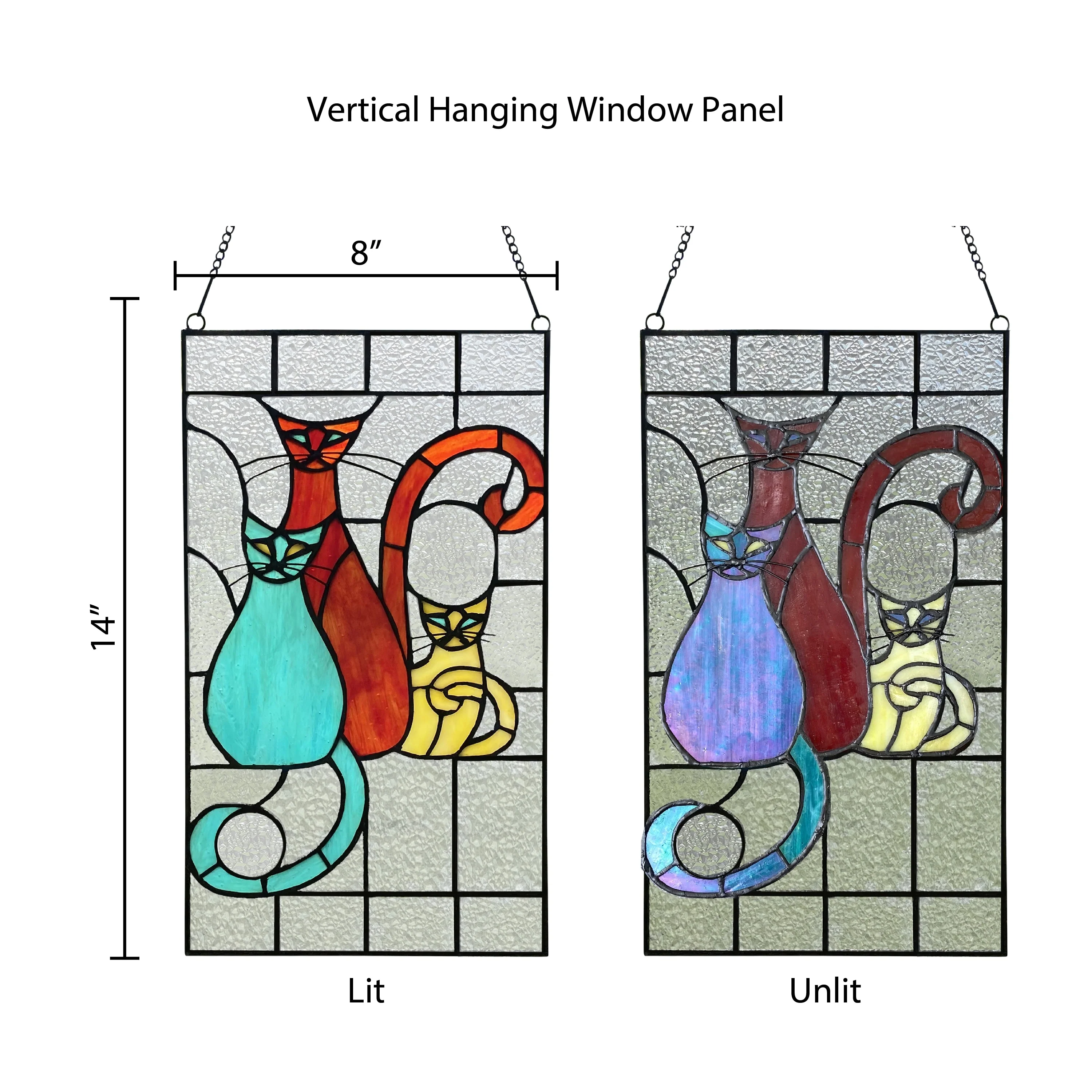 River of Goods River of Goods 14-Inch Coy Cats Trio Stained Glass Window Panel - 8