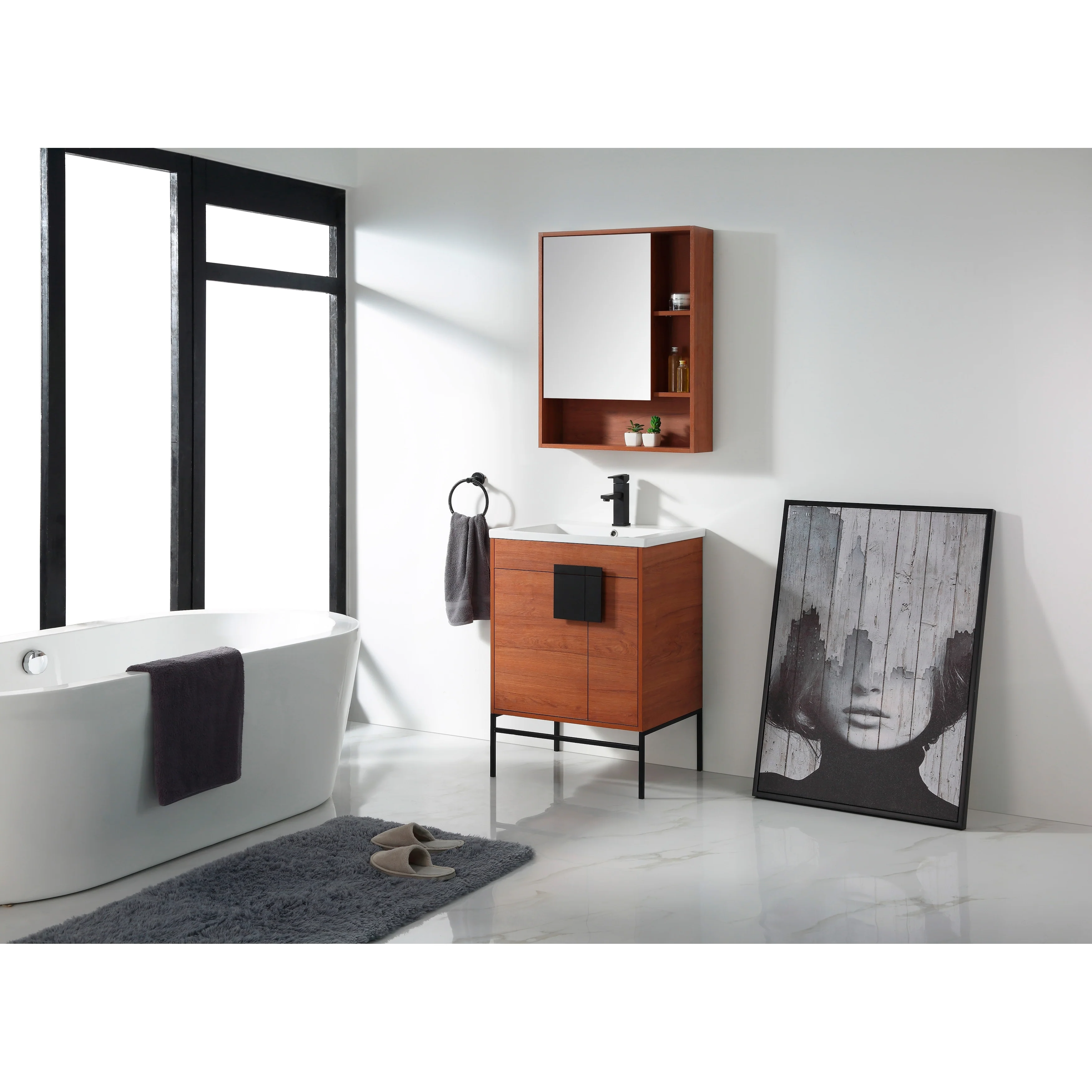 24-inch Modern Bathroom Vanity Set w/ Vitreous China Sink Top
