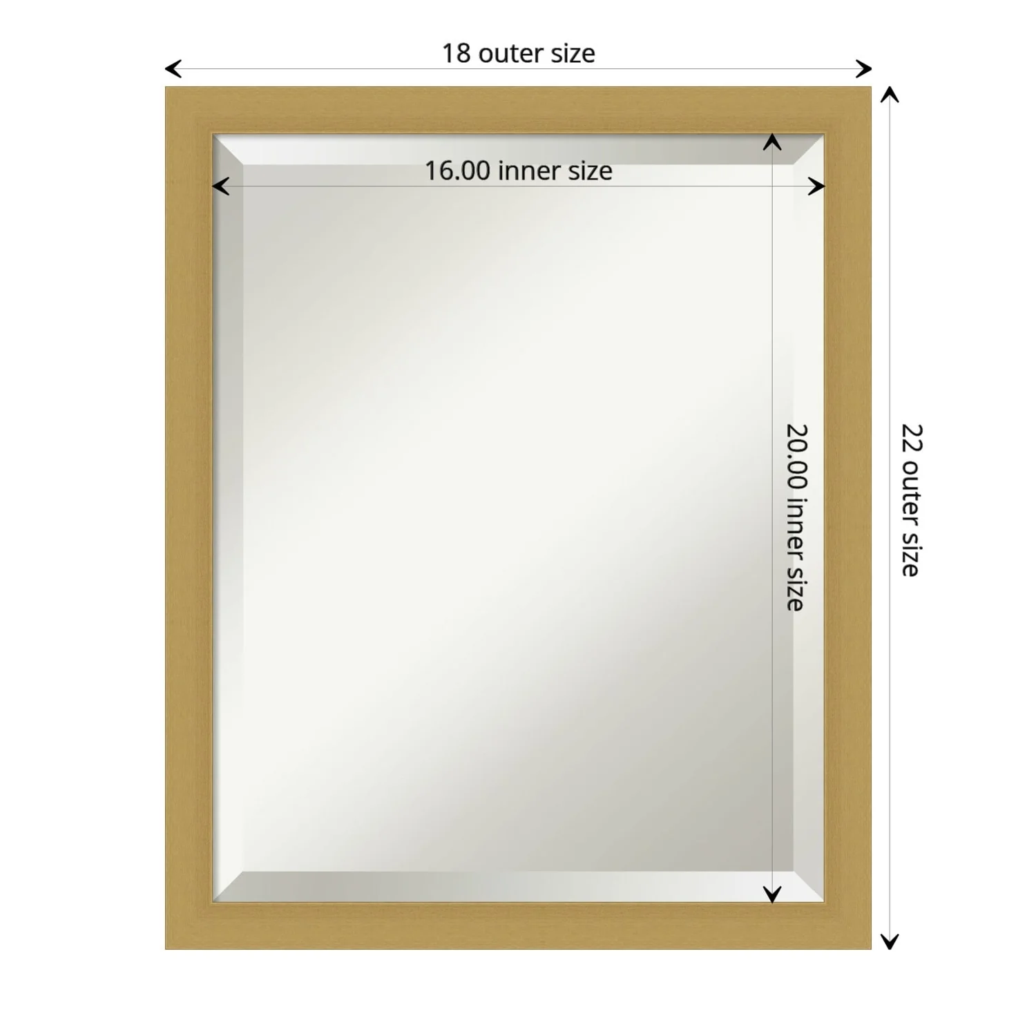 Beveled Bathroom Wall Mirror - Grace Brushed Narrow Frame