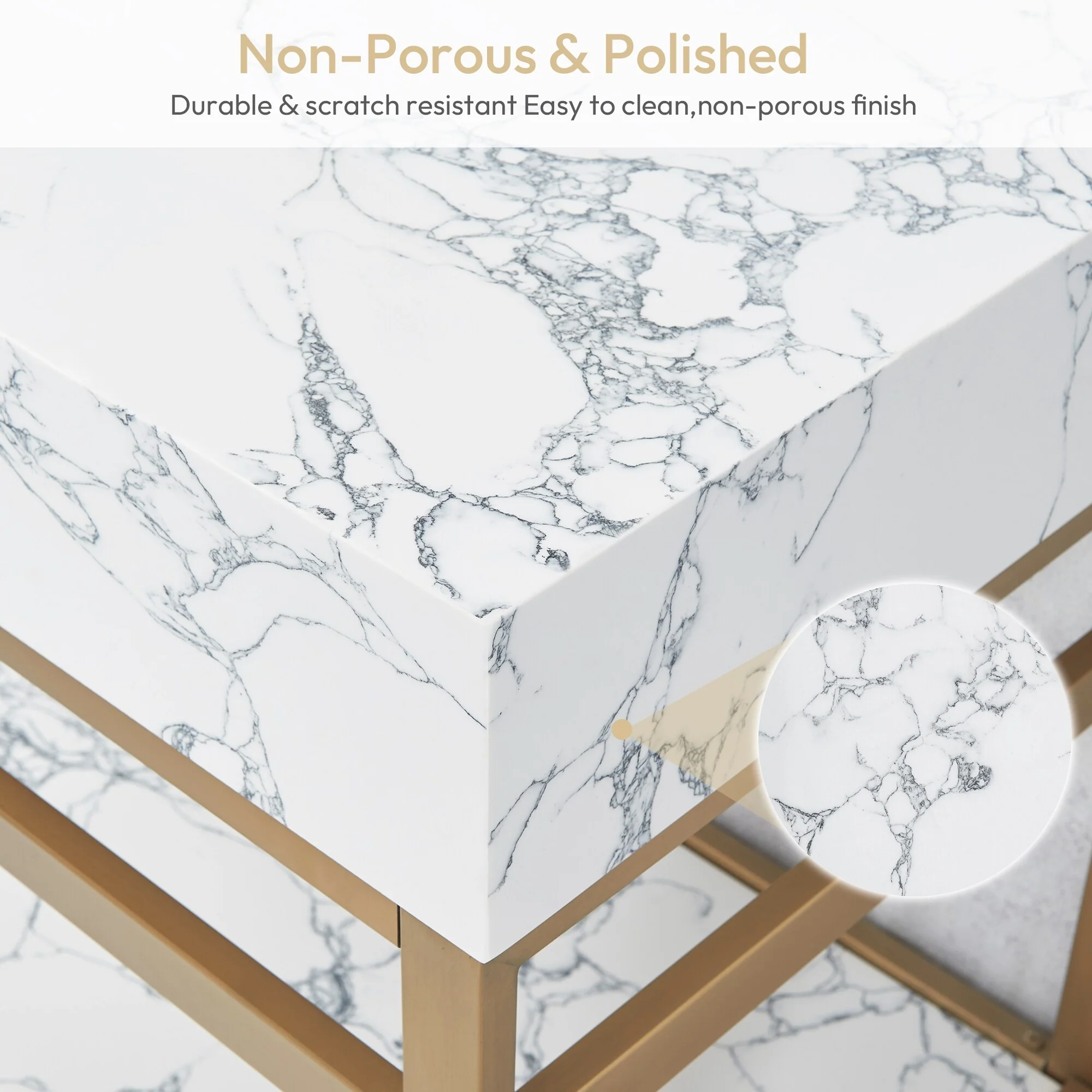 Ecija Bath Vanity, Metal Support with Composite Stone Top, no Mirror