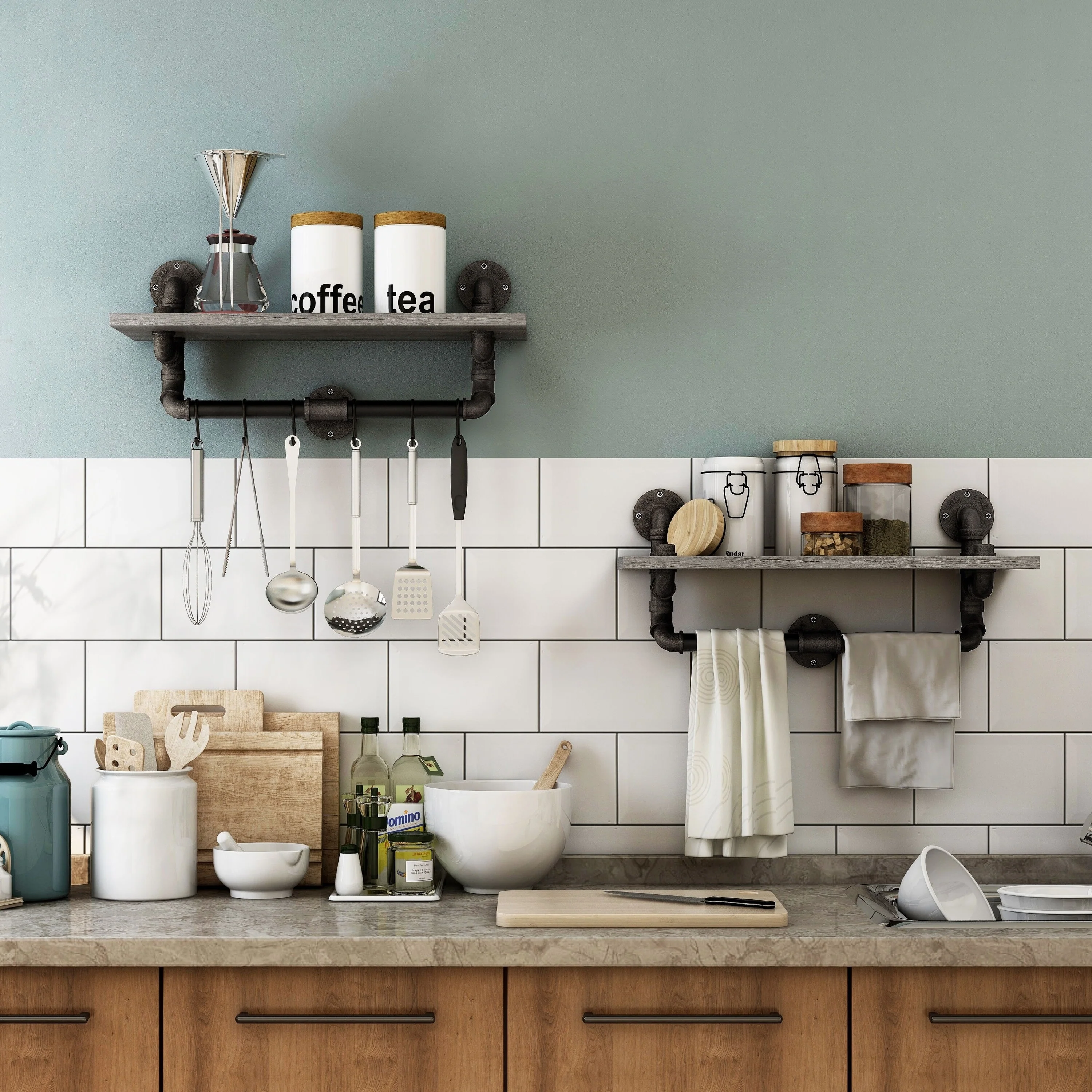 Andre Industrial Grey Floating Shelf (Set of 2) by Furniture of America - 23.62