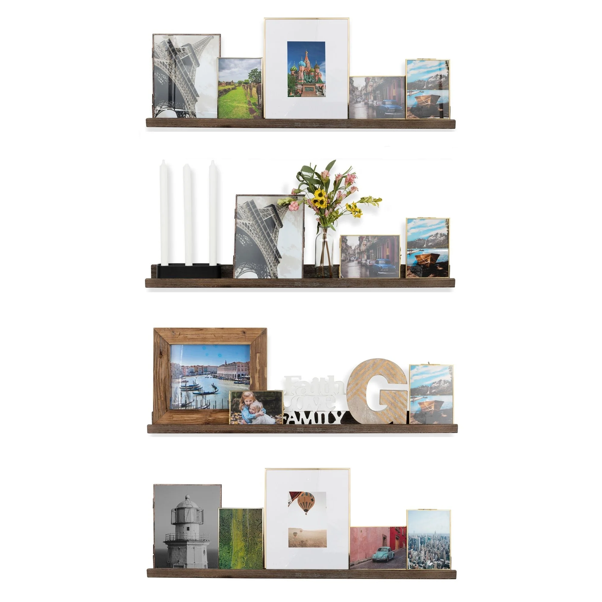 Rustic State Set of 4 Wall Mounted Shelves Picture Ledge 36 Inch