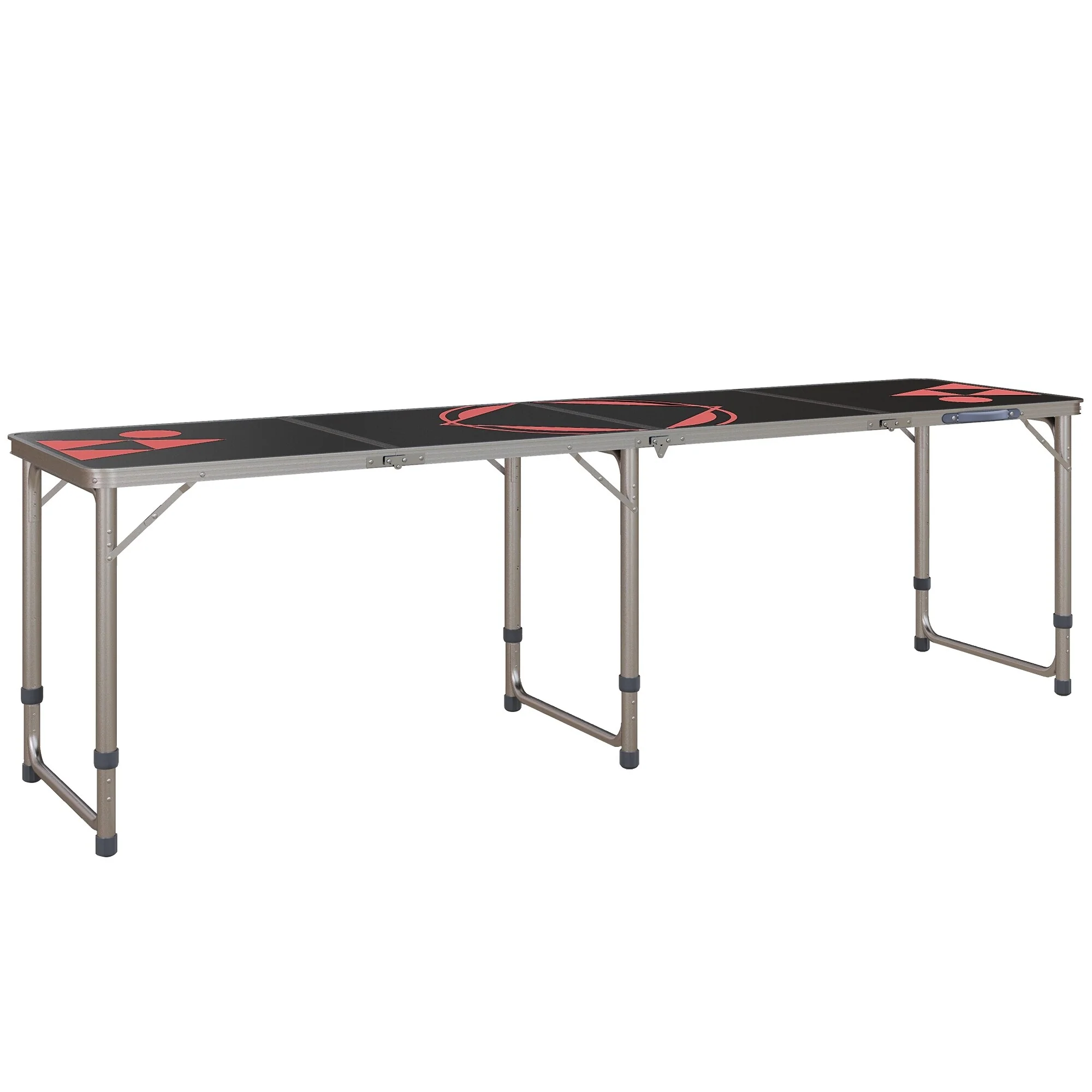 Outsunny 8ft Portable Beer Pong Table with Adjustable Legs, Folding Camping Table, Aluminum Picnic Table