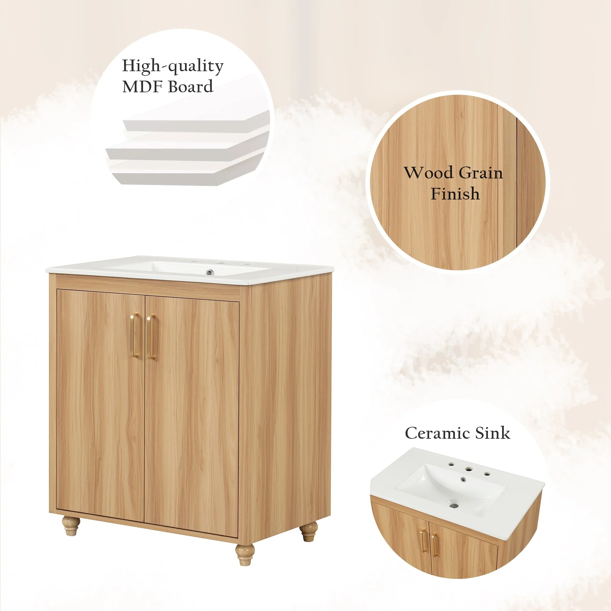 30inch Bathroom Vanity with Sink Combo