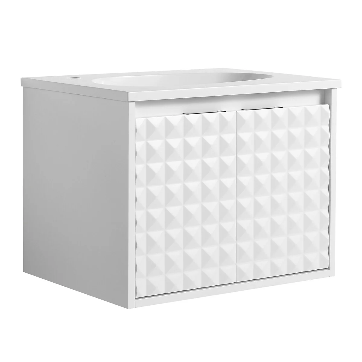 24/ 48 inch Wall Mounted Bathroom Vanity Set in White with Integrated Resin Sink