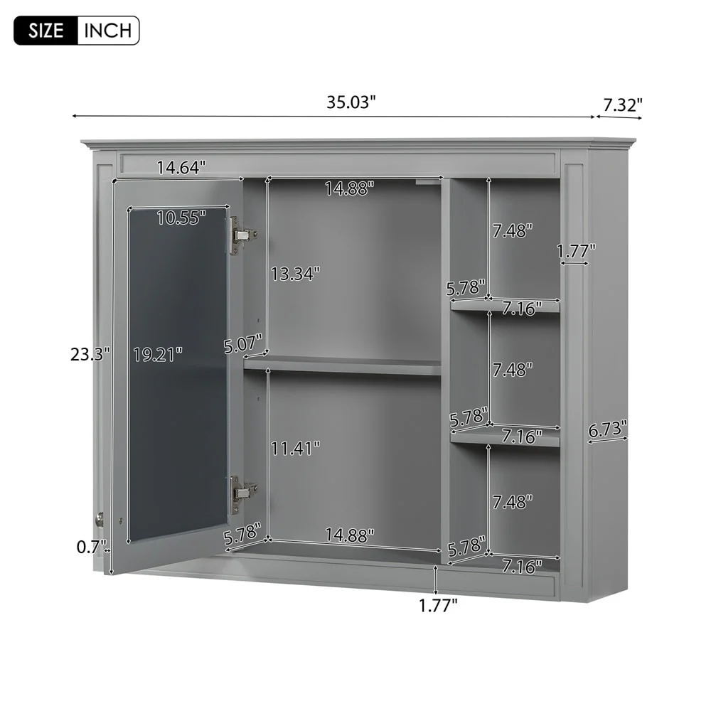 35'' x 27.5'' Medicine Cabinet,Wall Mounted Bathroom Storage Cabinet