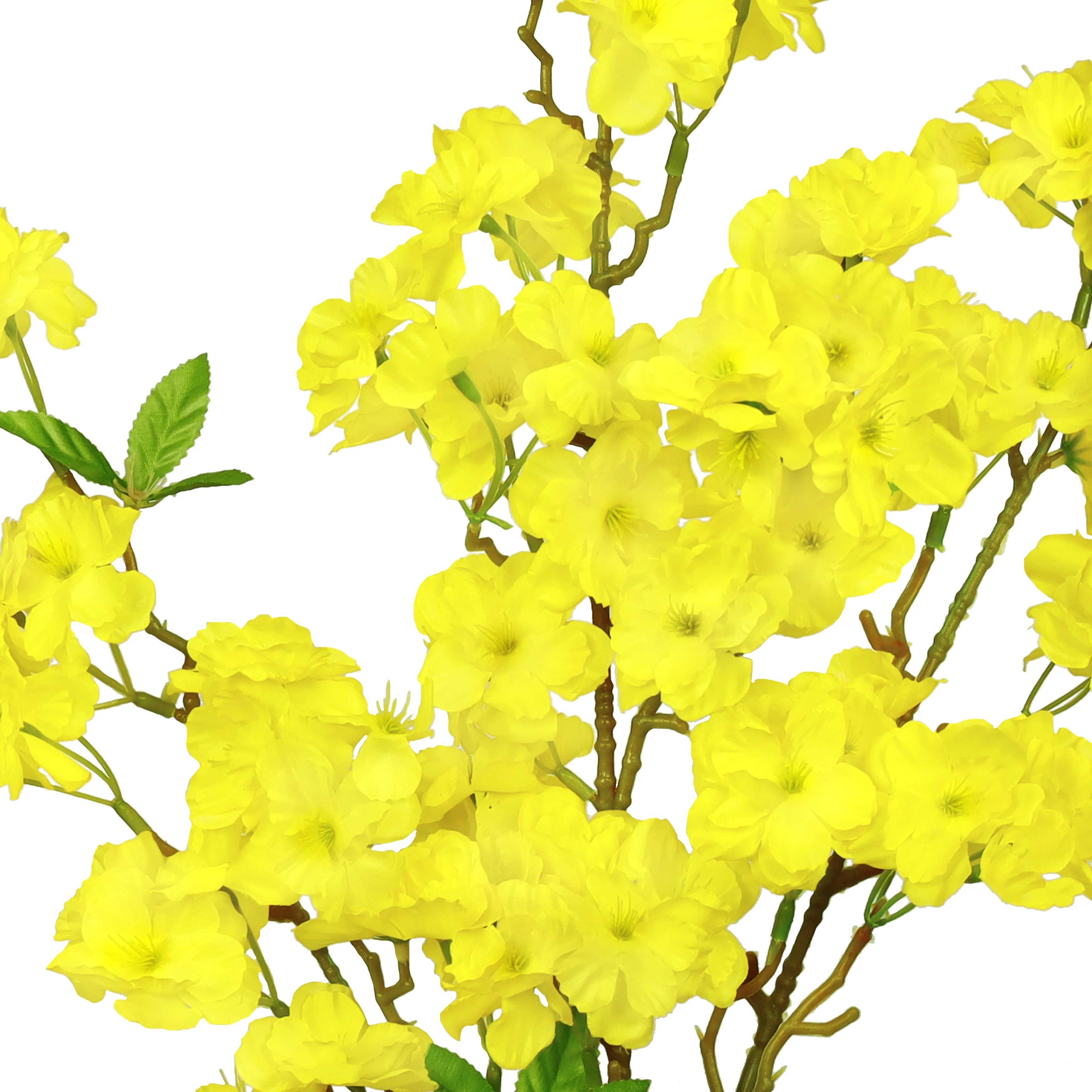 Set of 3 Yellow Artificial Spring Cherry Blossom Flower Stem Spray 40in - 40