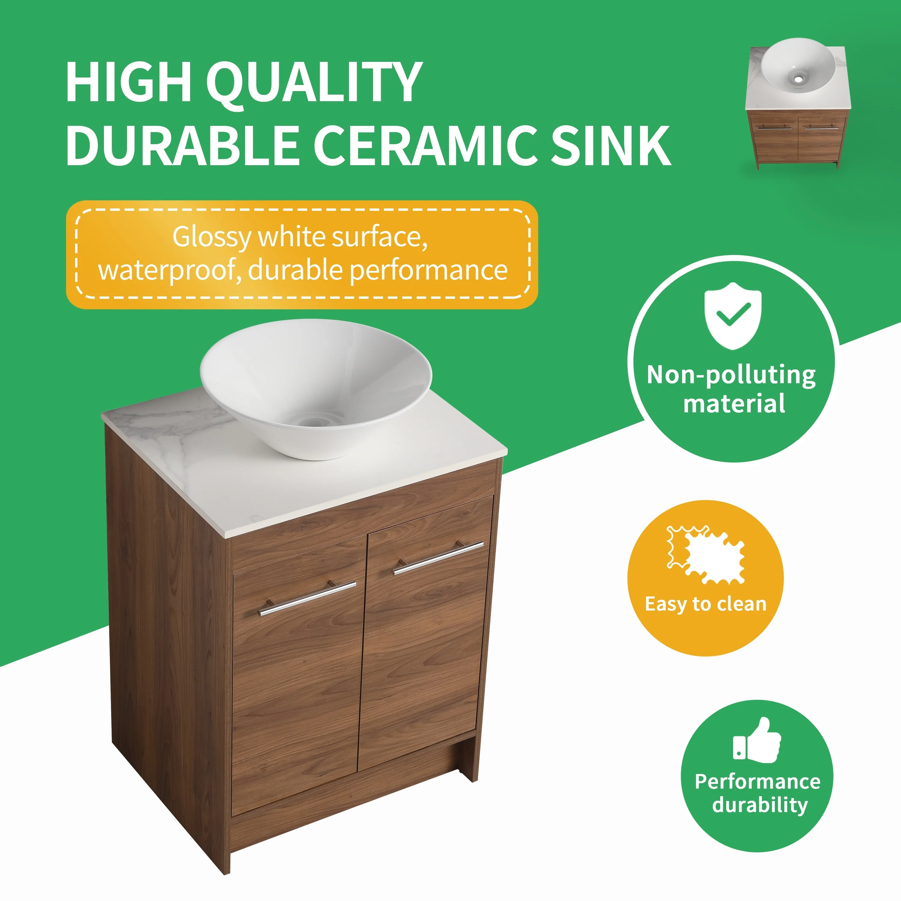 BNK 24/36/48/60 Inch Bathroom Vanity with Sink, Freestanding Bathroom Vanity with Soft Close Doors and Adjustable Shelf