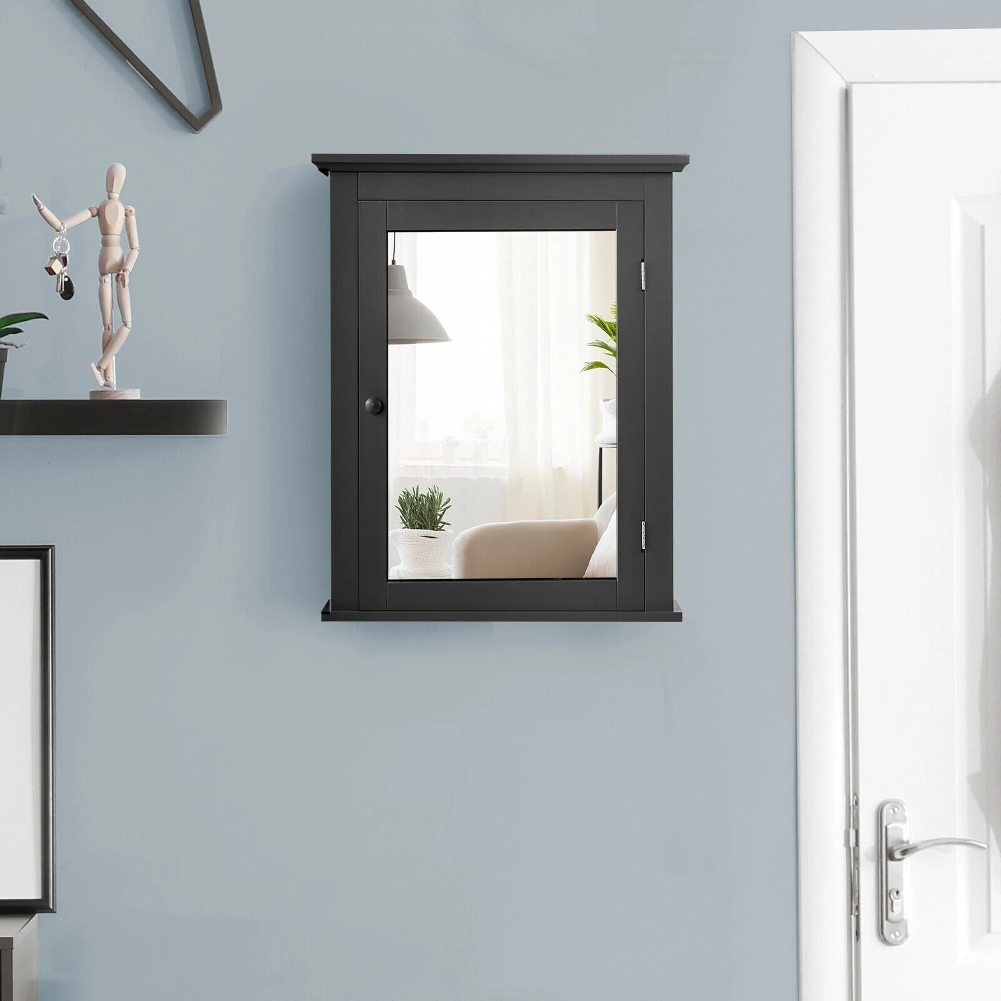 Gymax Bathroom Mirror Cabinet Wall Mounted Adjustable Shelf Medicine - See Details