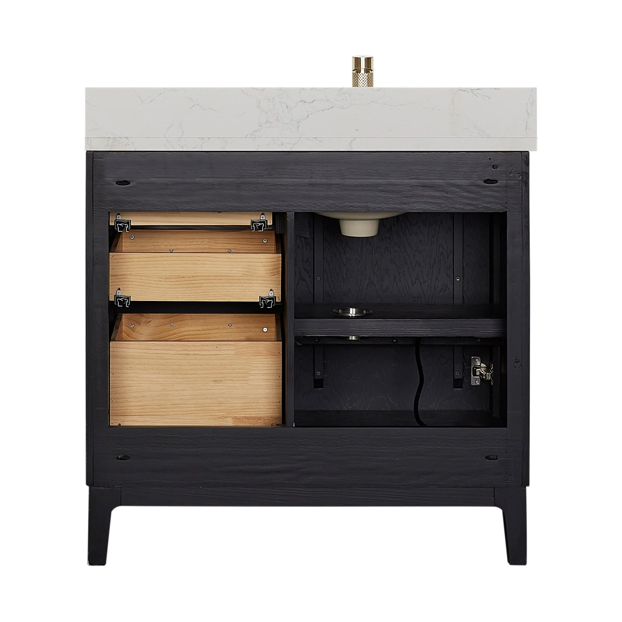 Gara Single Bath Vanity with Composite Stone Top and Mirror