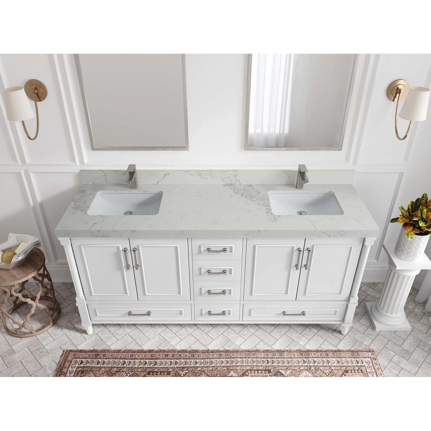 Willow Collections 72 in. W x 22 in. D Aberdeen Double Sink Bathroom Vanity with Countertops