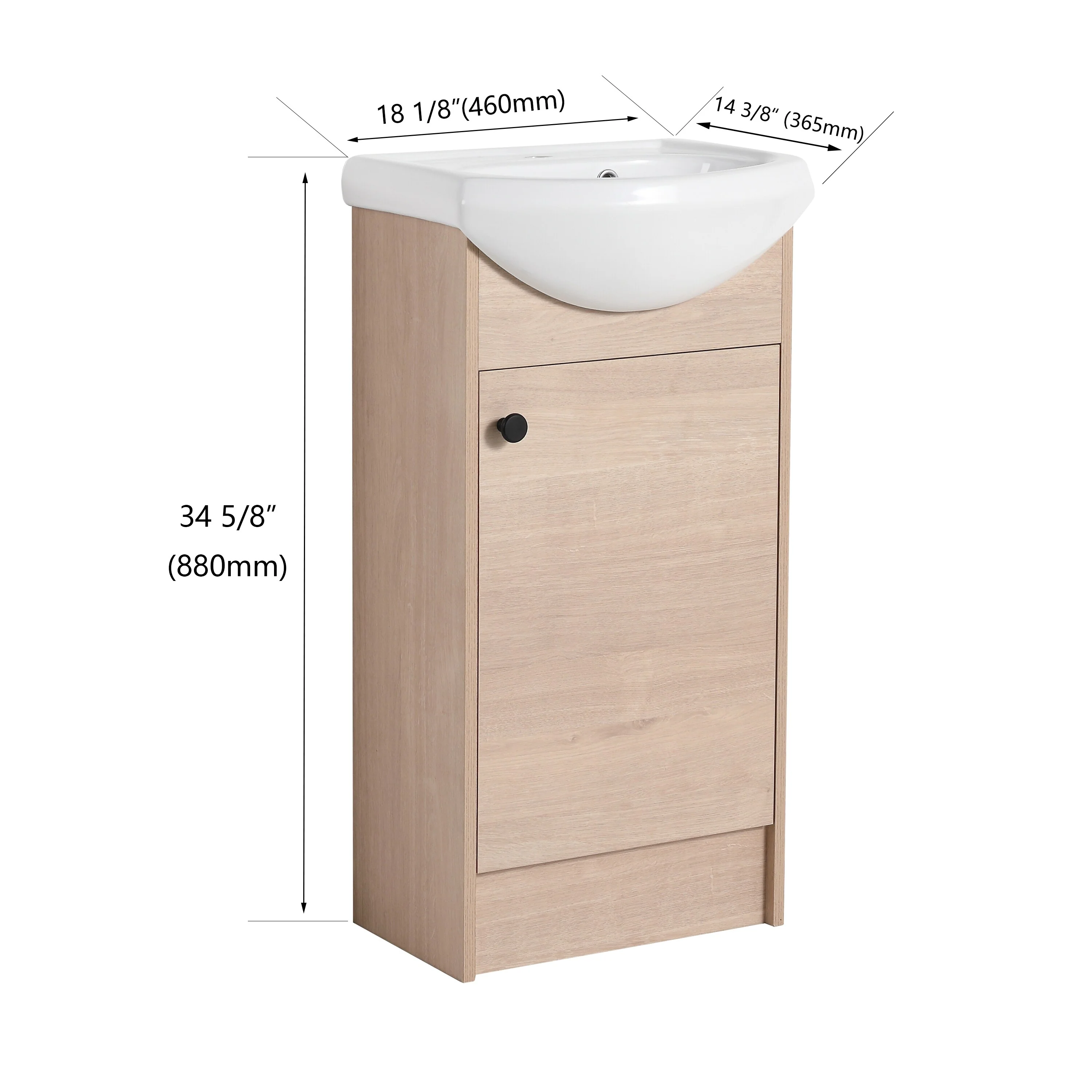 BNK 16/18/23 inch Freestanding/Floating Bathroom Vanity with Single Sink,Powder Room Vanity with Soft Close Door