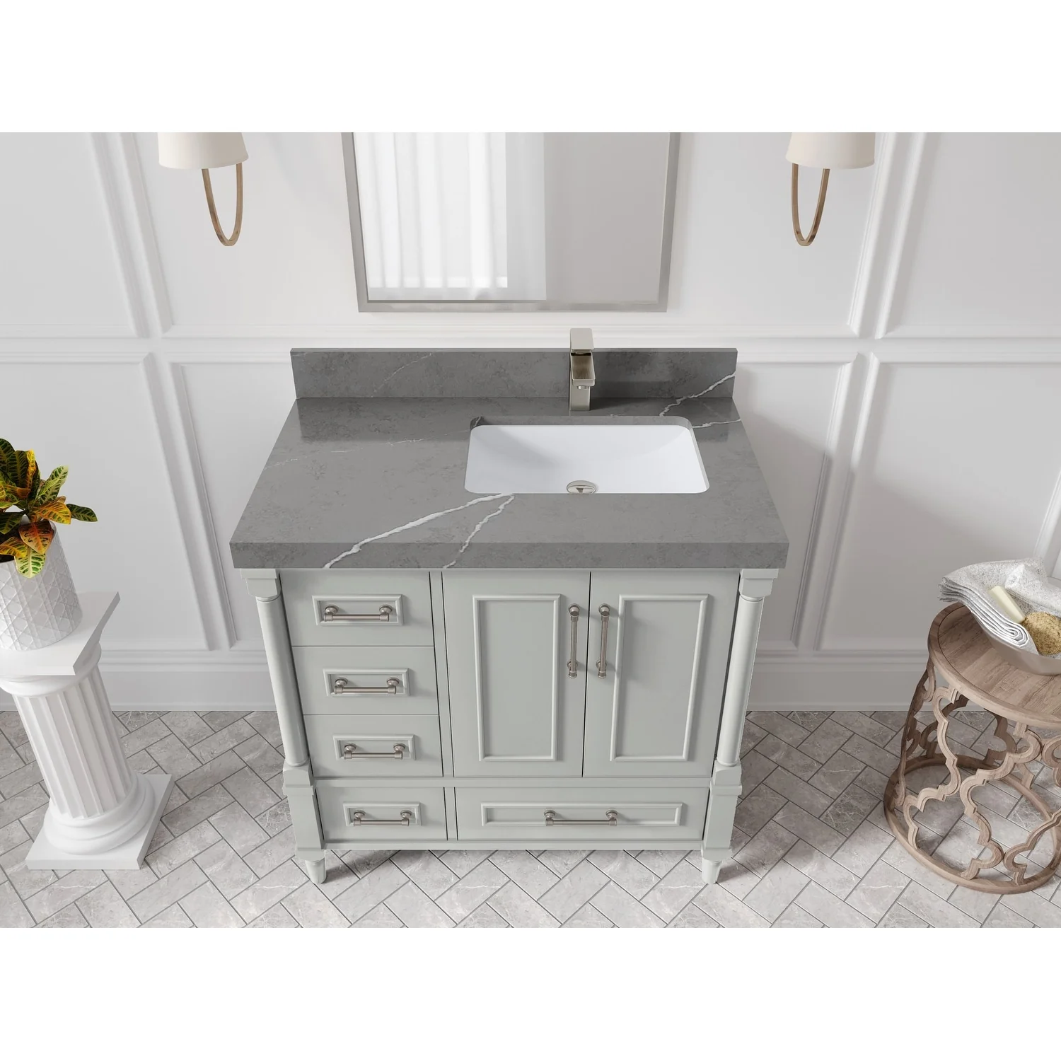 Willow Collections 36 in. W x 22 in. D Aberdeen Right Offset Sink Bathroom Vanity with Countertop
