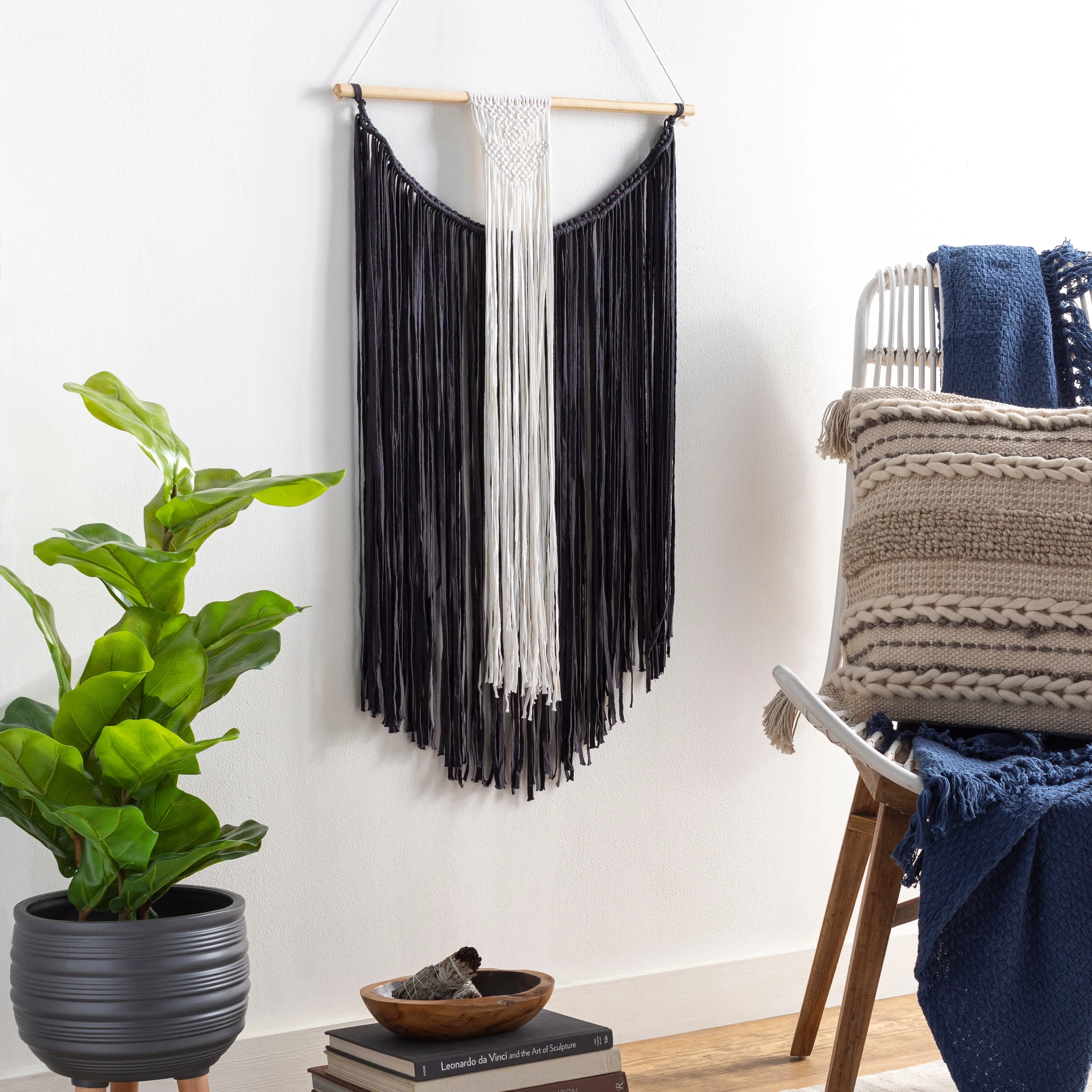 Artistic Weavers Caio Dark Blue Long Fringe Wall Hanging - 31