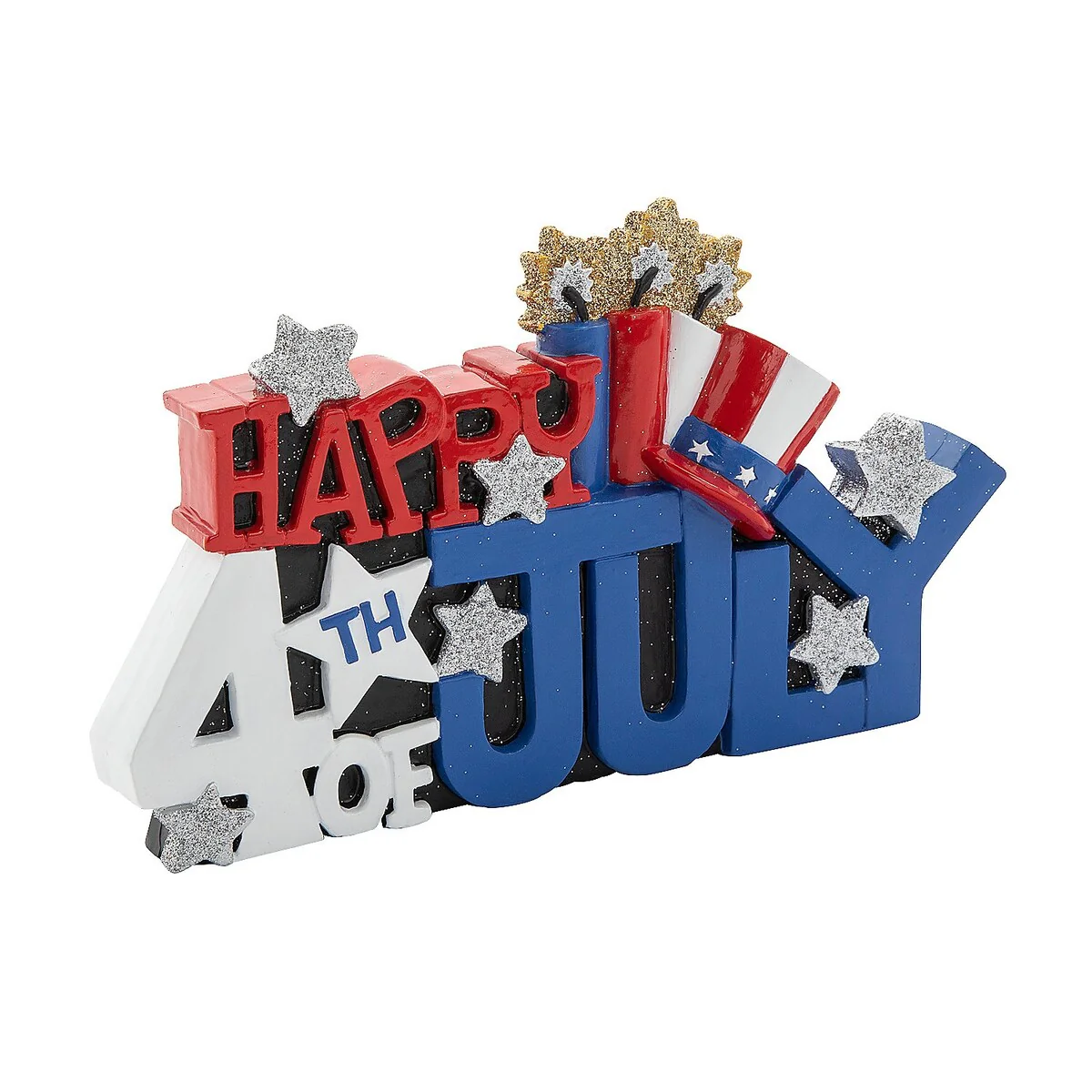 Happy 4th of July Resin Tabletop Decor, Seasonal Home Decor, Patriotic, 1 Piece - 8 1/4