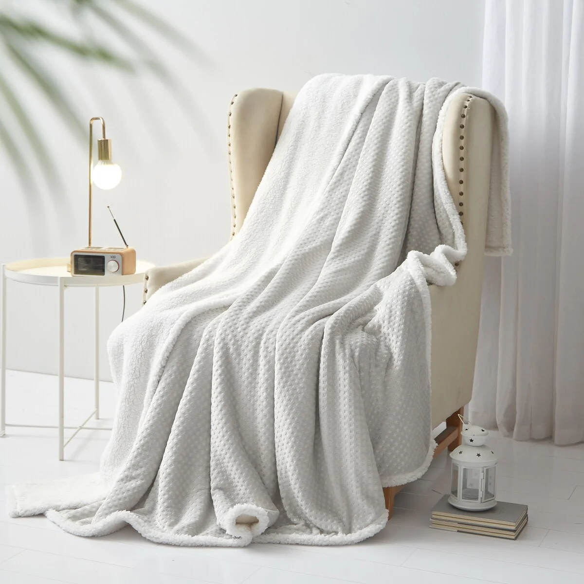 Well Being Antimicrobial Super Soft Waffle Plush Blanket