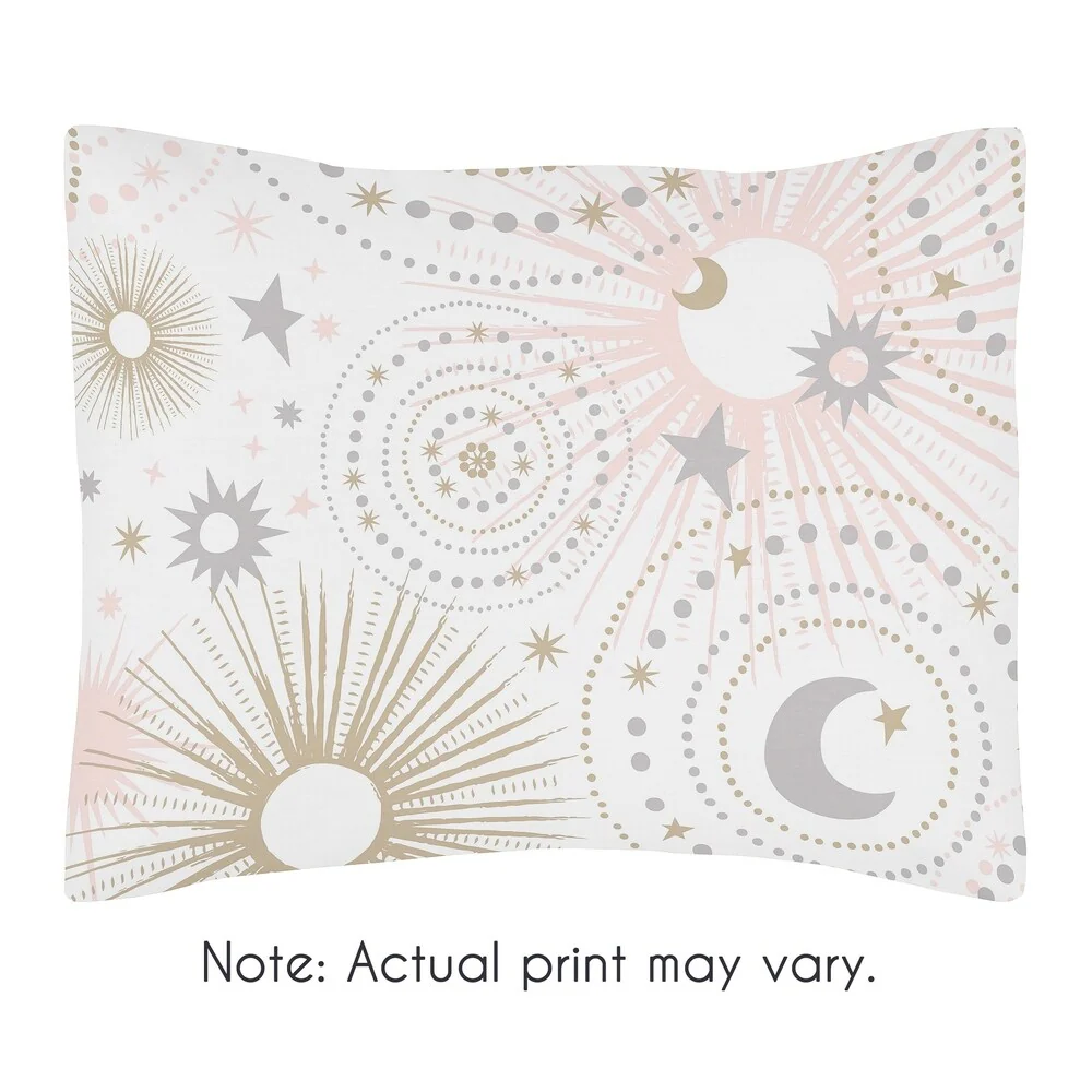 Sweet Jojo Designs Blush Pink, Gold and Grey Star and Moon Celestial Collection Girl 5-piece Toddler-size Comforter Set