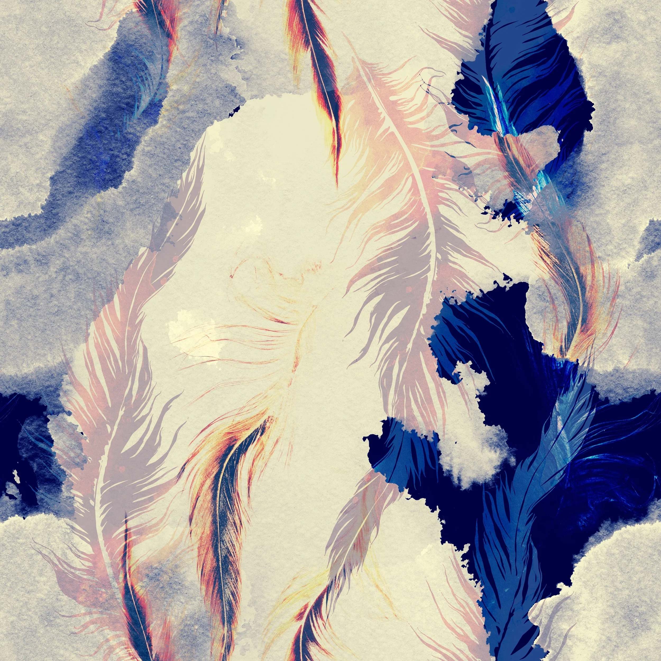 Birds Feathers Abstract Removable Wallpaper - 24'' inch x 10'ft