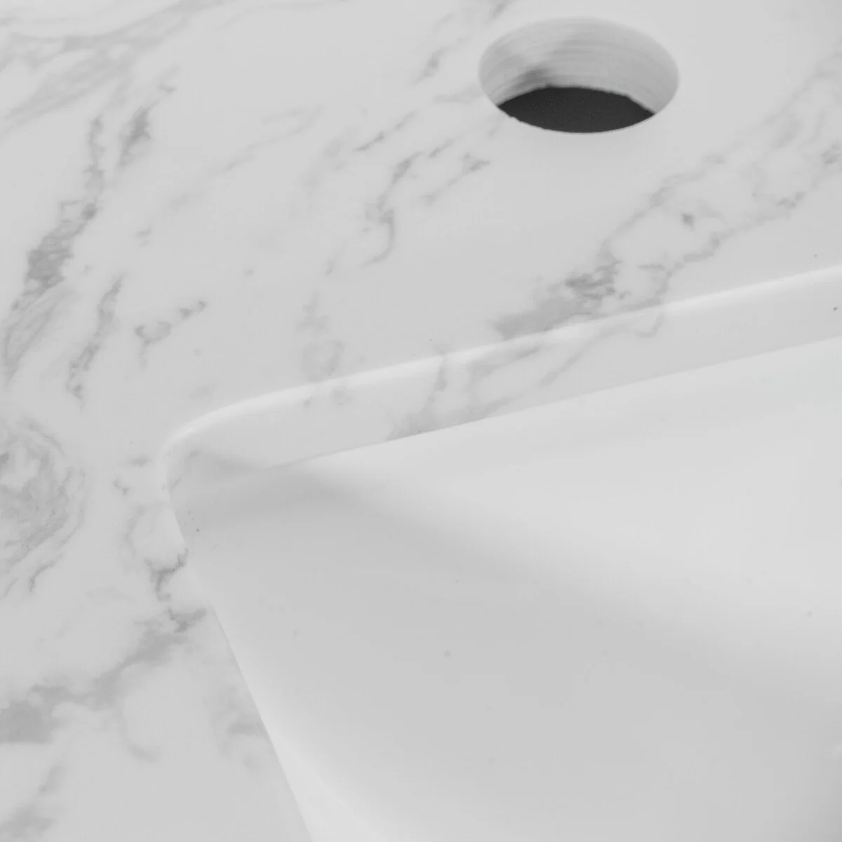 31 in./ 37 in./ 43 in./ 49 in. Carrara White Engineered Stone Bathroom Vanity Top with Ceramic Sink