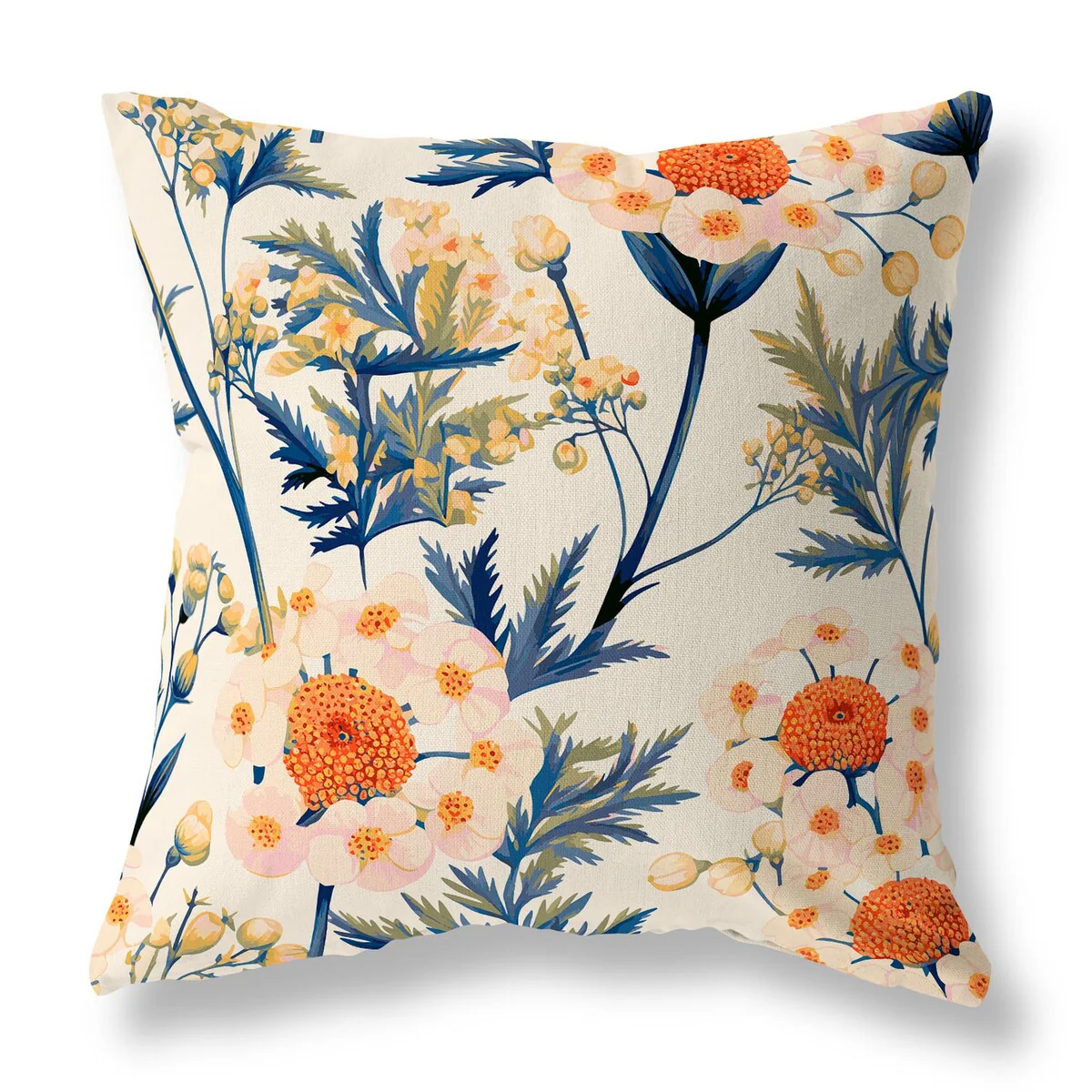 Blue And Orange Millefolium Harmony Indoor/Outdoor Throw Pillow Zipper
