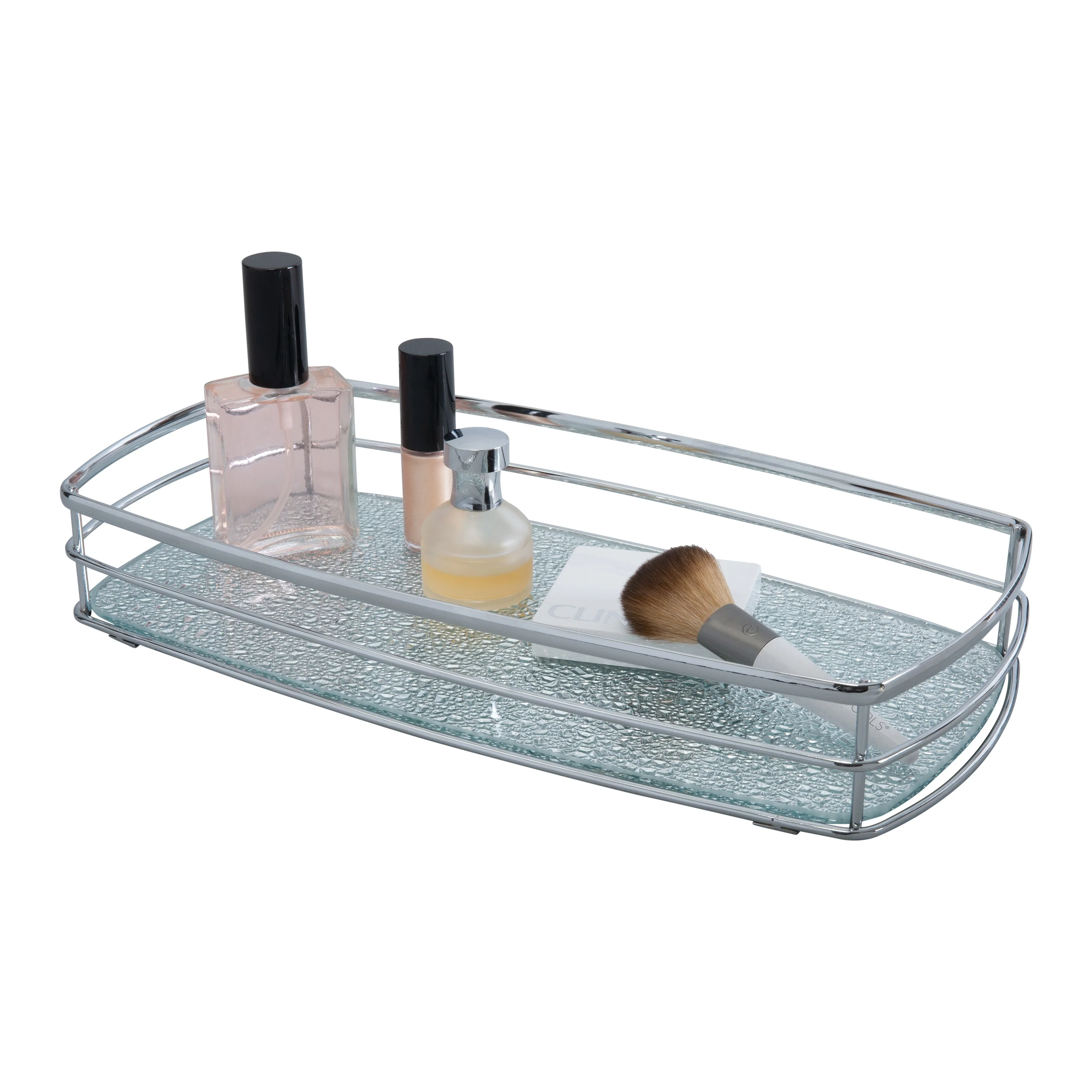 Elle Décor Hammered Mirror Vanity Tray - Chrome - 14