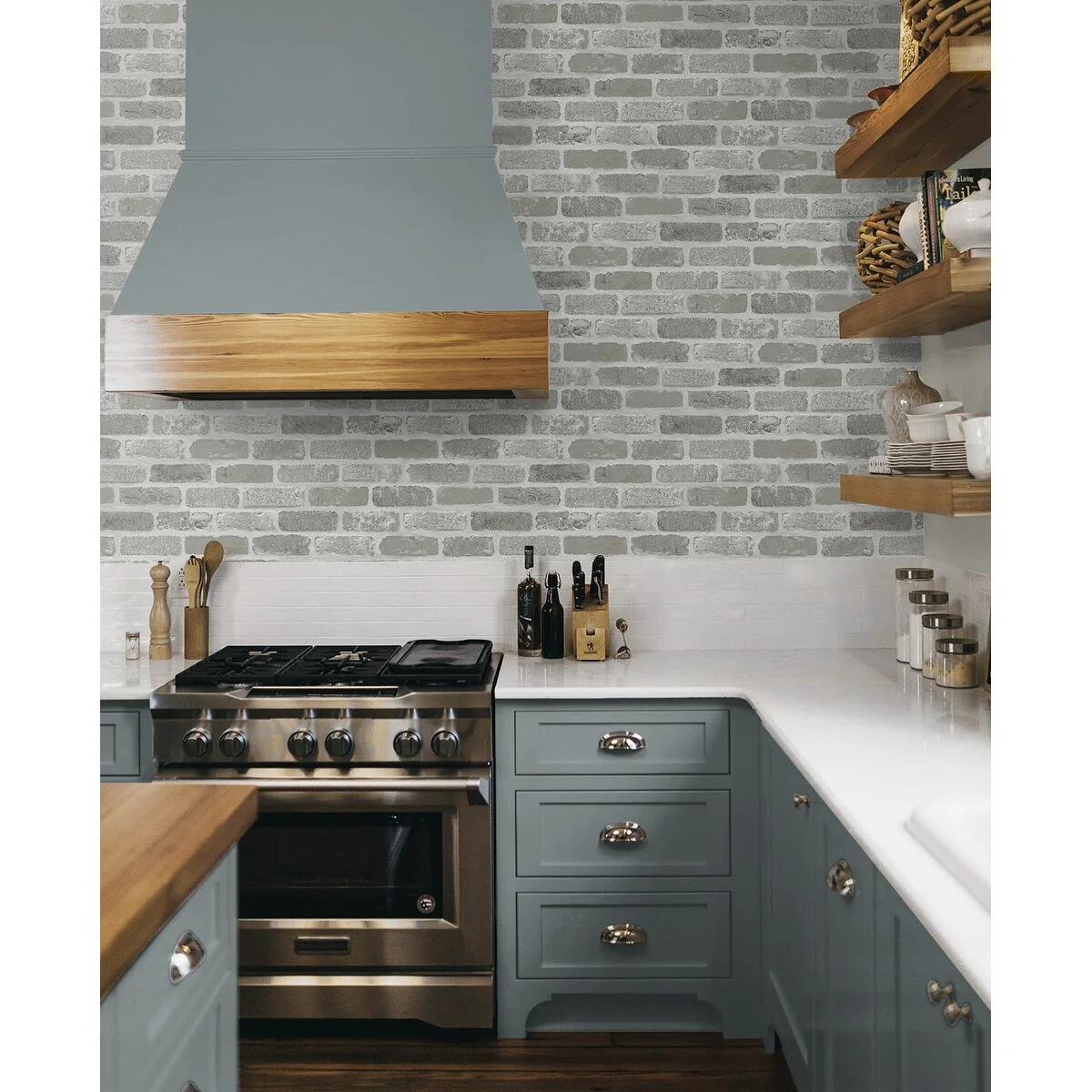 NextWall Washed Brick Peel and Stick Removable Wallpaper