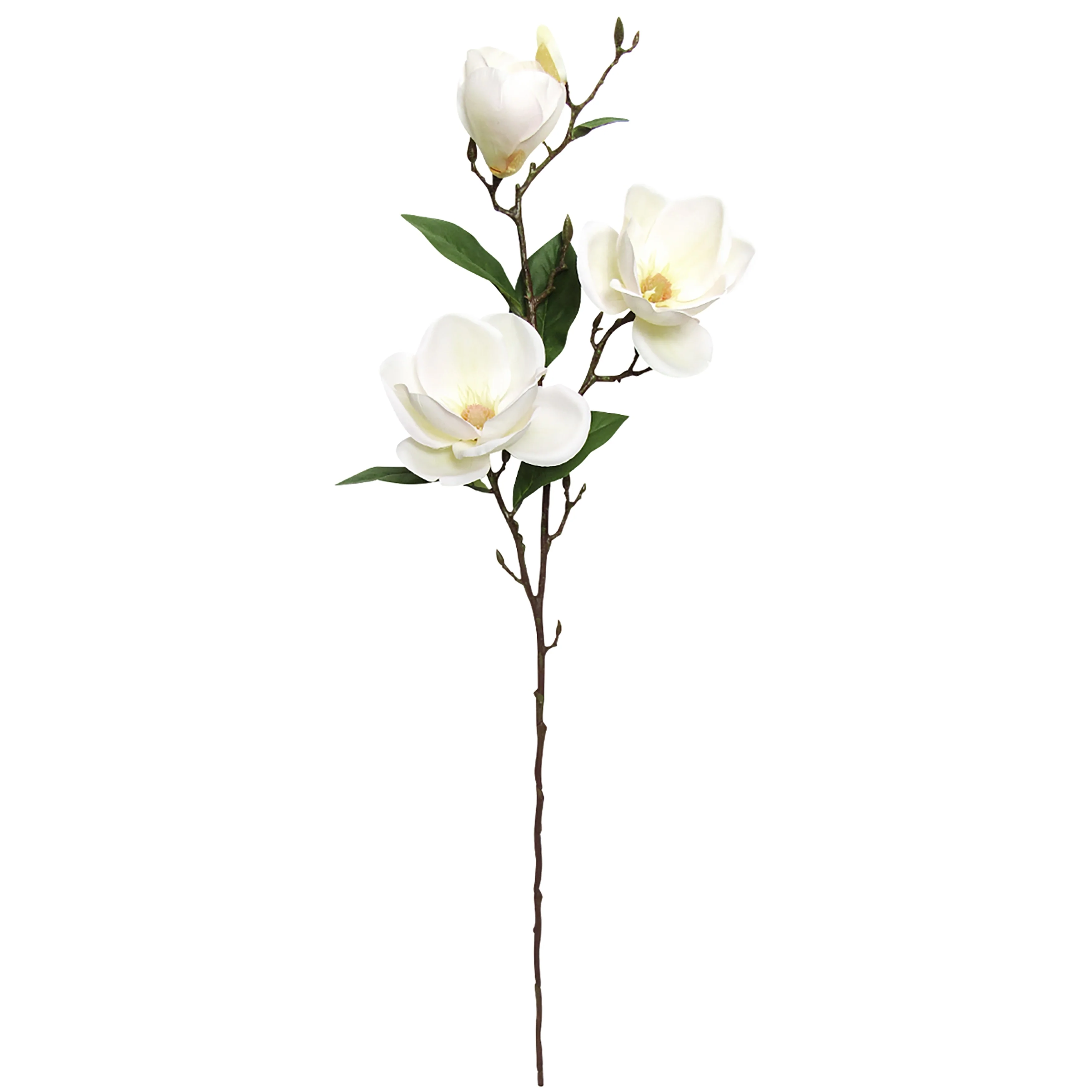 Set of 2 Large Cream White Artificial Magnolia Flower Stem Spray 38in - 38