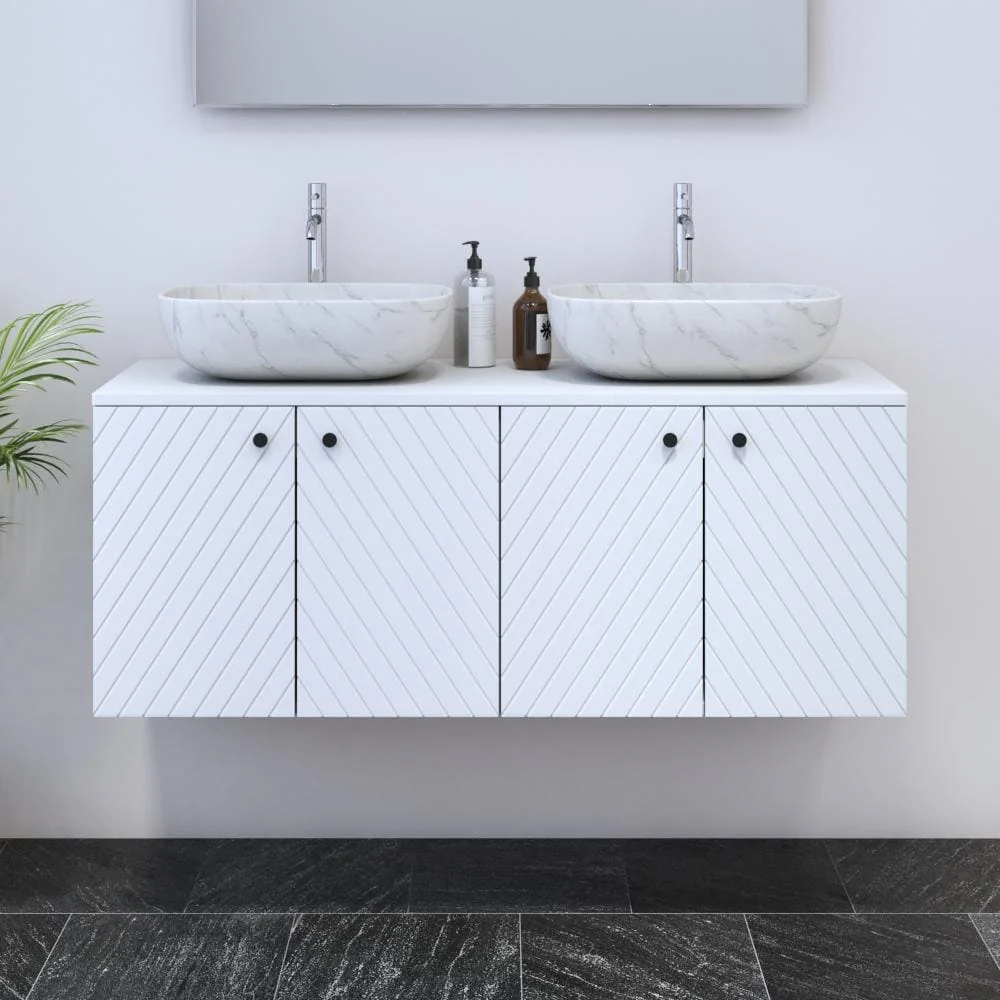 Avela 4D 120 Double Sink Floating Bathroom Vanity (48