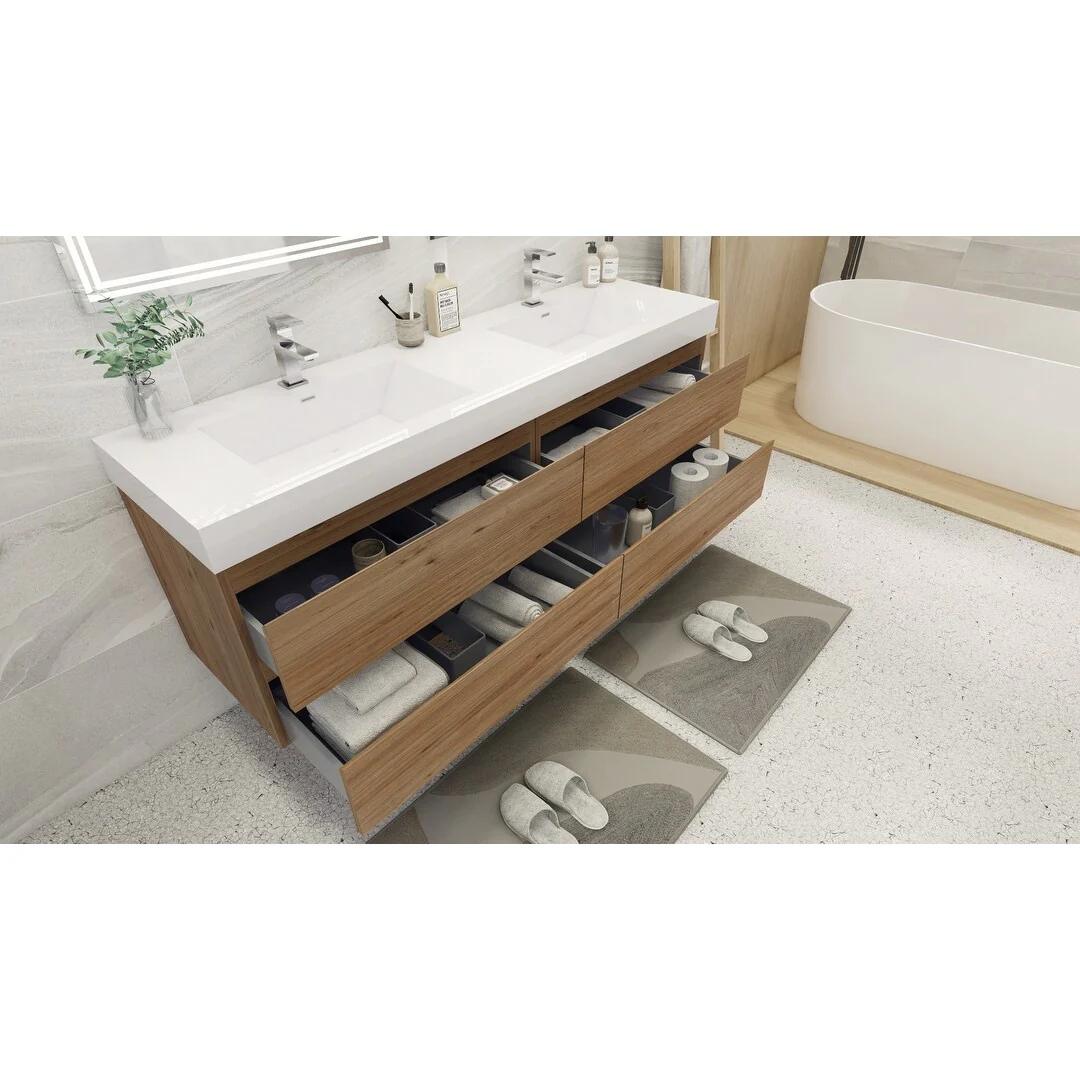 Baillie 72'' Wall-Mounted Vanity with Double Reinforced Acrylic Sink