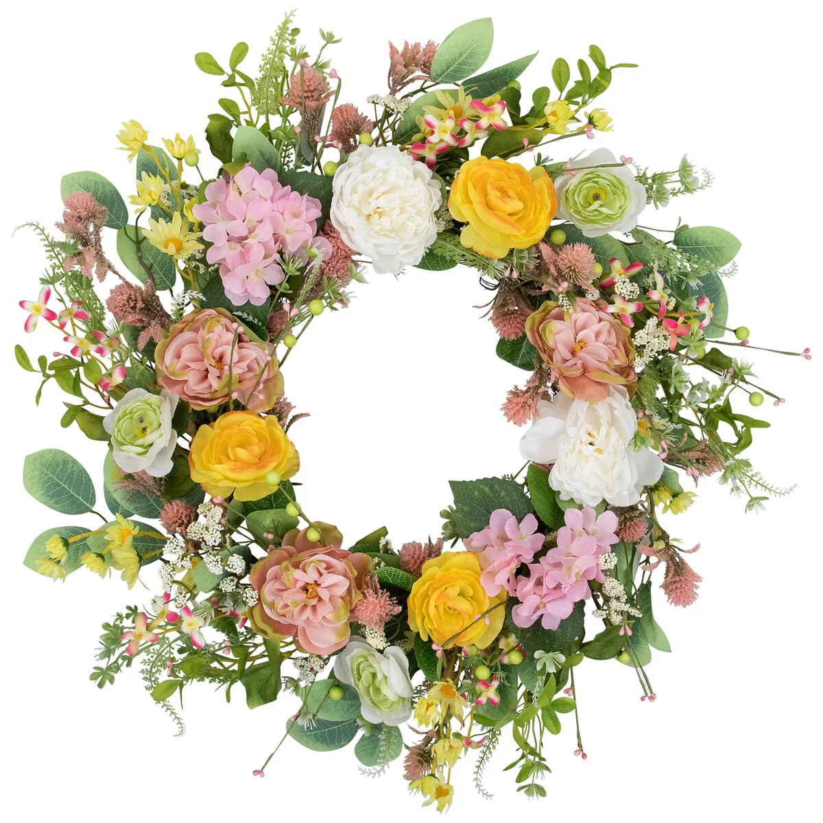 Rose and Hydrangea Floral Spring Wreath - 26