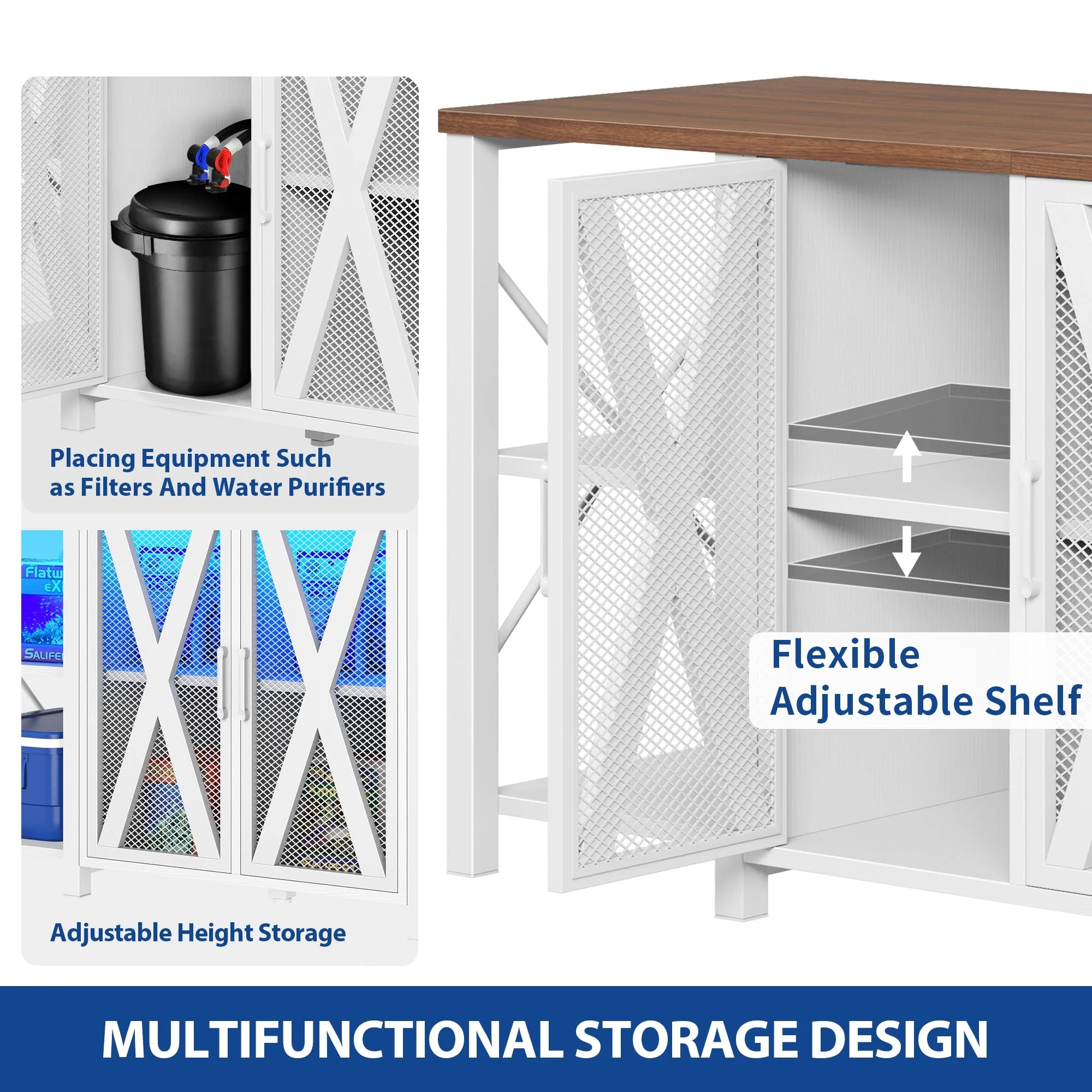 Moasis 75-120 Gallon Aquarium Stand with Power Outlet & LED Light,Heavy Duty Metal Fish Tank Stand