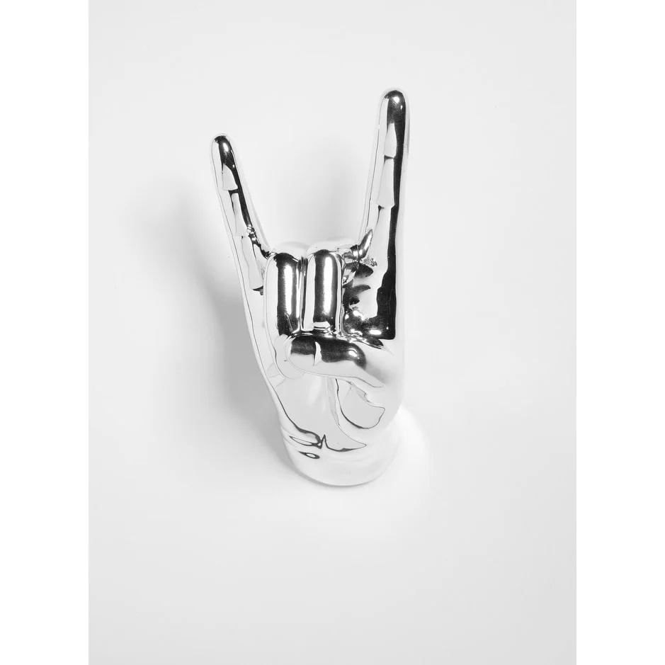 Interior Illusions Plus Silver Rock On Hand Wall Mount- 8.5