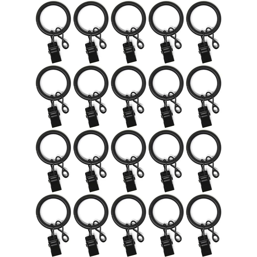 20PCS Solid Metal Window Drapery Curtain Panel Ring with Eyelet, 1