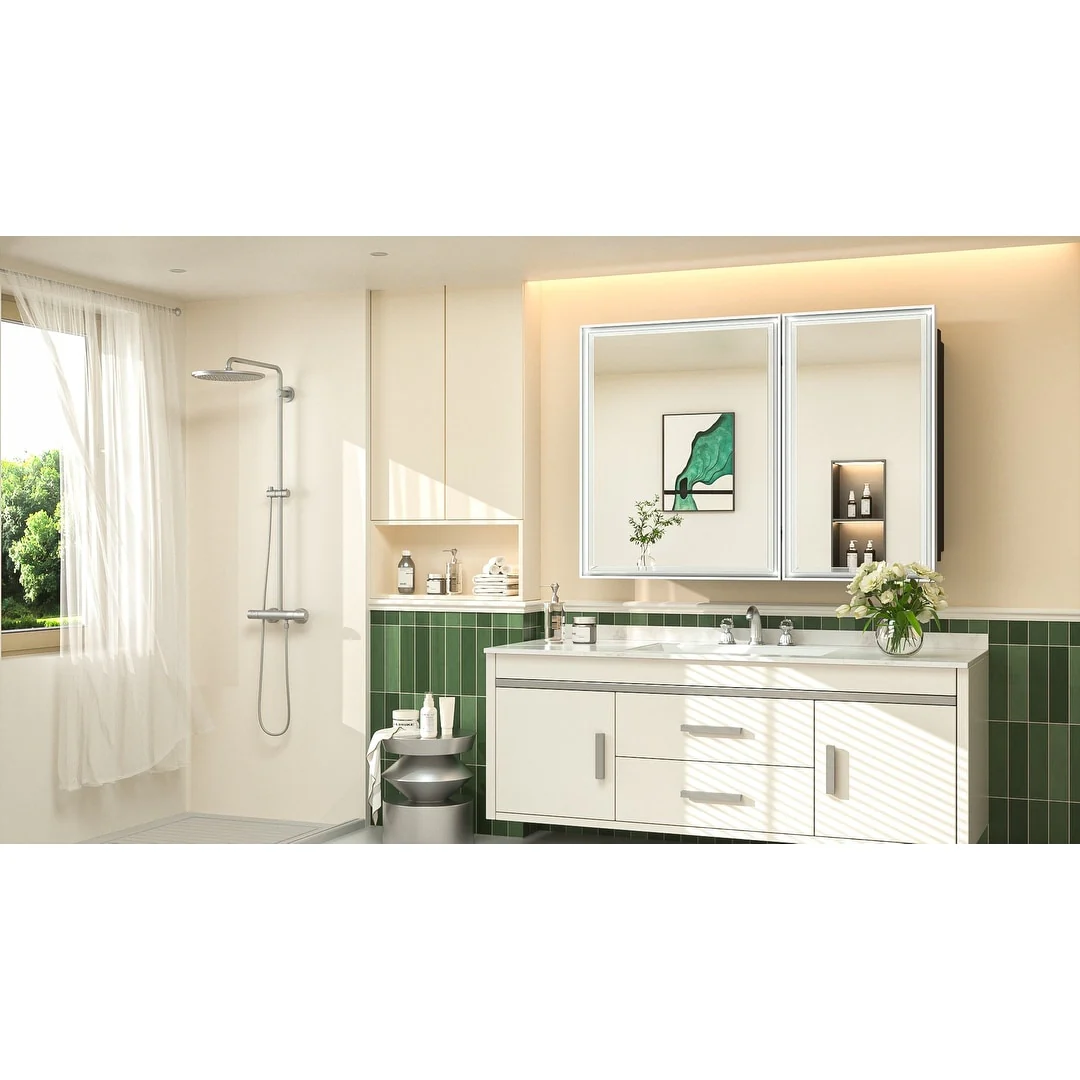 TokeShimi Medicine Cabinets for Bathroom with Mirror, Beveled Framed