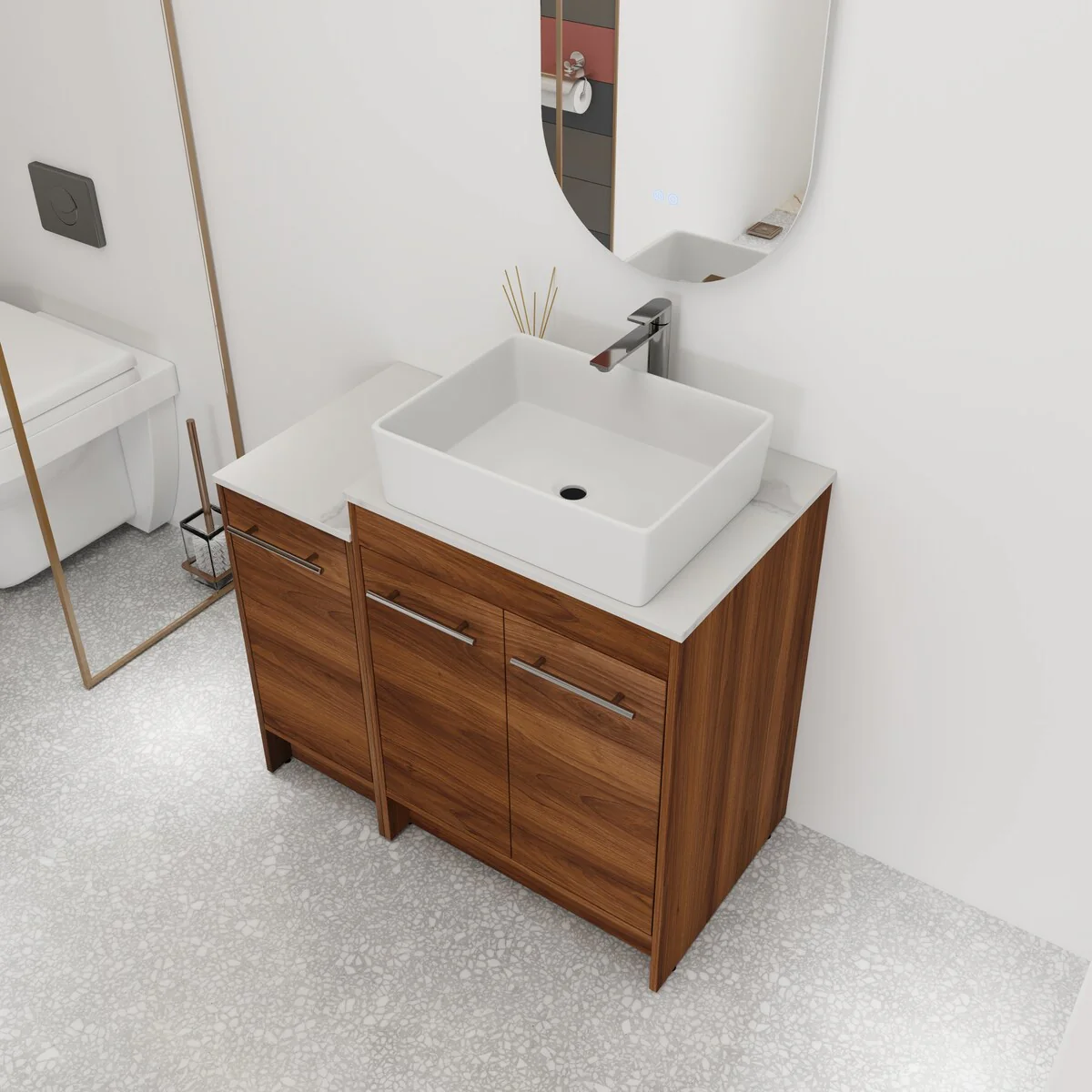 Bathroom Vanity With Sink In 24/36/48/60 Inch, Freestanding Bathroom Vanity With Soft Close Door