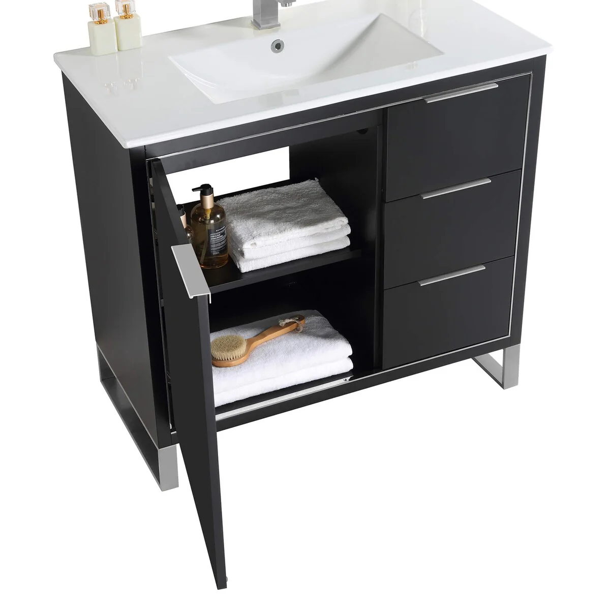 Fine Fixtures Opulence Collection Bathroom Vanity with White Ceramic Sink
