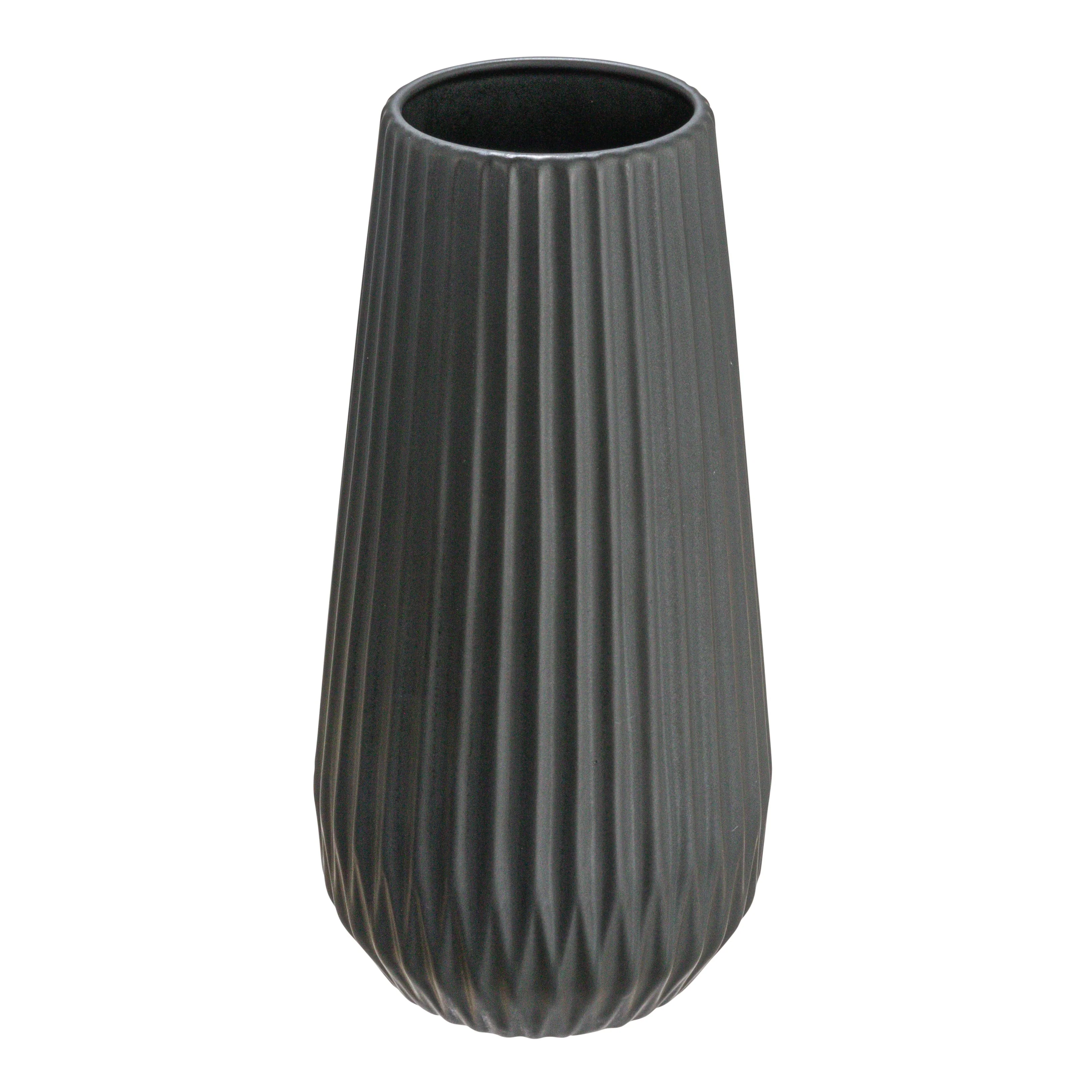 Stoneware Fluted Vase with Embossed Lines - 5.5