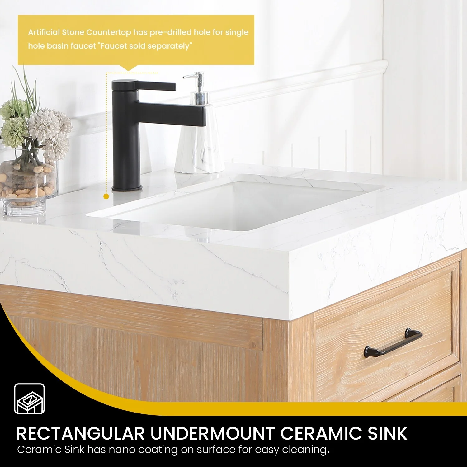 Leon 24 in. Single Bathroom Vanity with Composite Stone Top