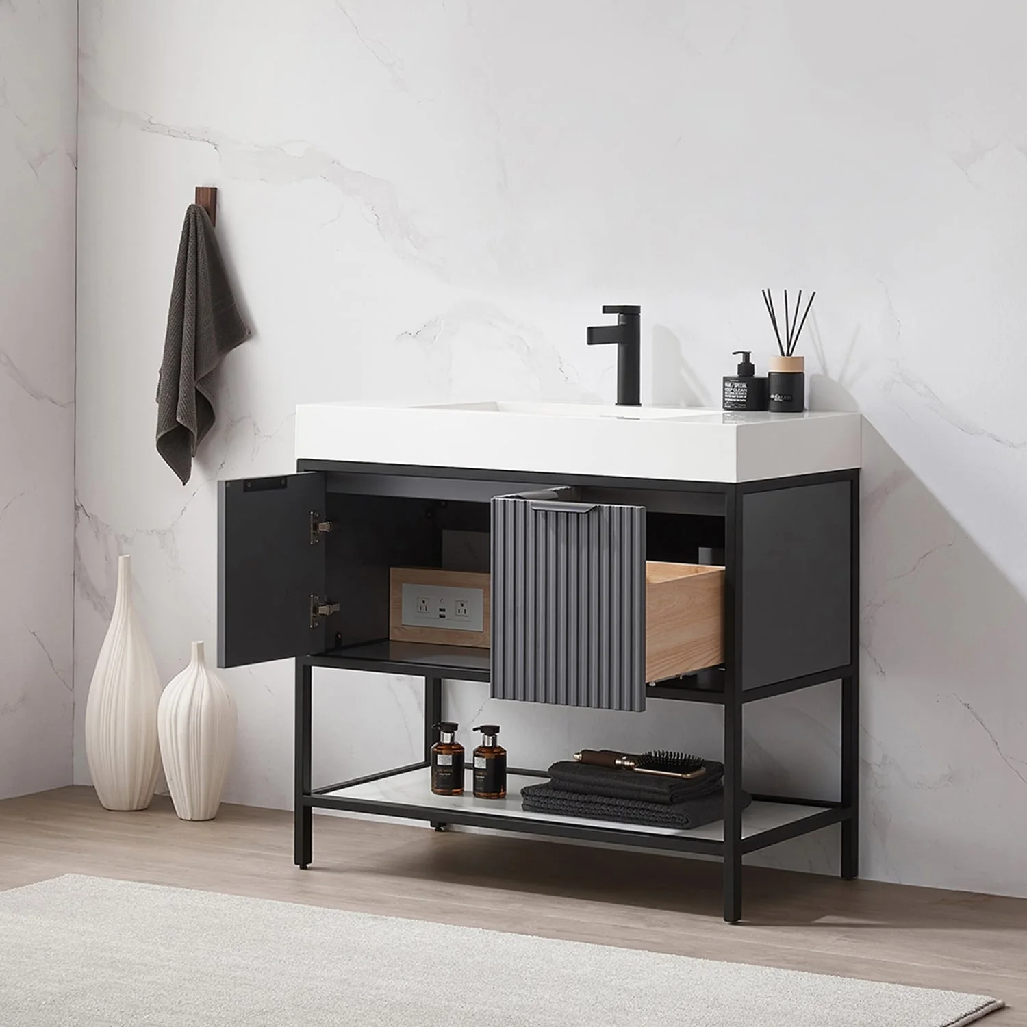Marcilla 36 in. Single Sink Bath Vanity with Stone Sink Top