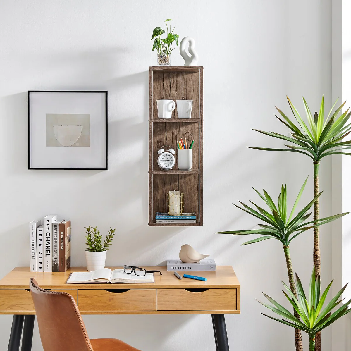 Danya B. Recife Vertical Three-Tier Modern Shadow Box Cube Display Wall Shelf - N/A