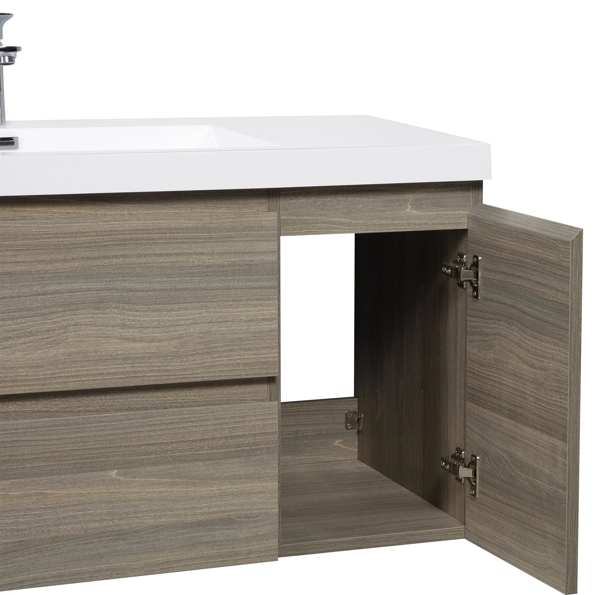 MDF Floating Bathroom Vanity with Integrated Resin Sink