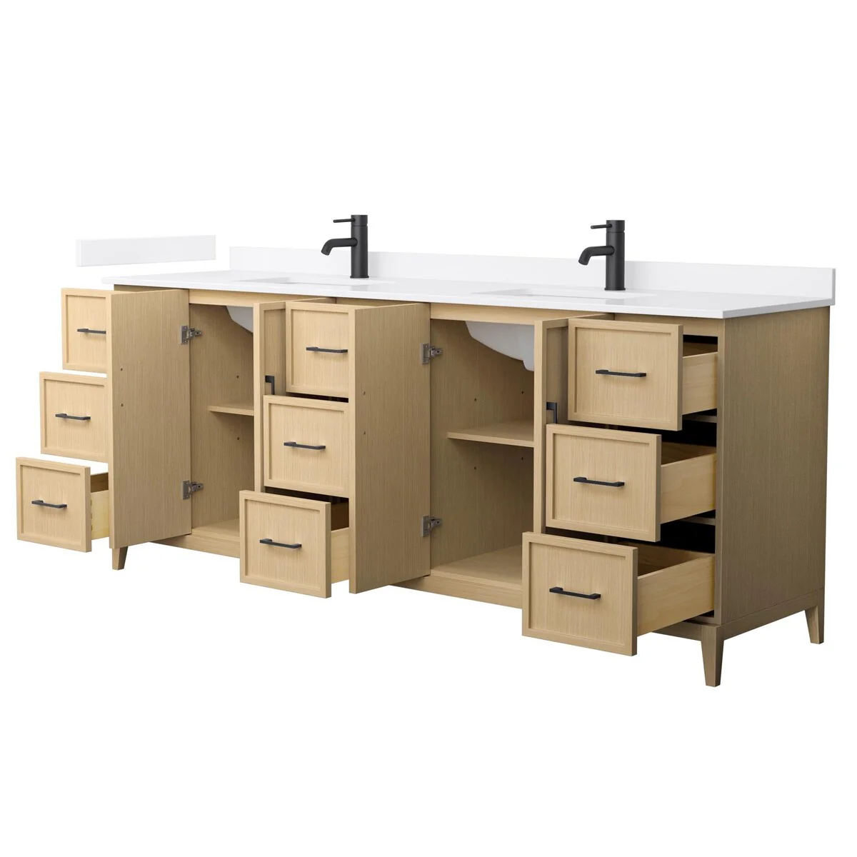 Elan 84-inch Double Vanity, Single Hole Quartz Top
