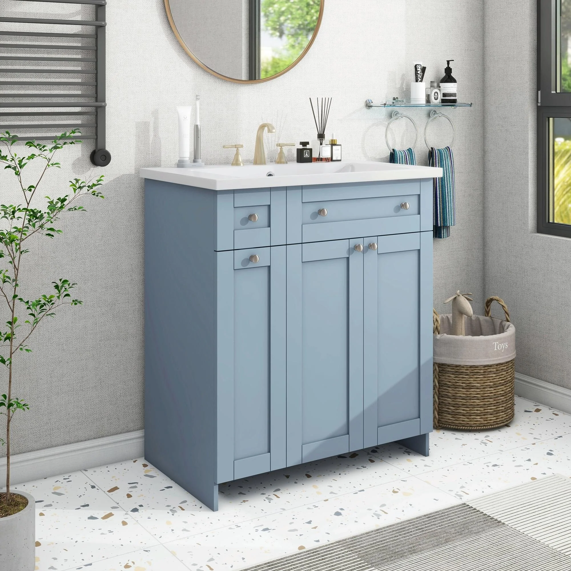 30-Inch Bathroom Vanity with Ceramic Sink Combo