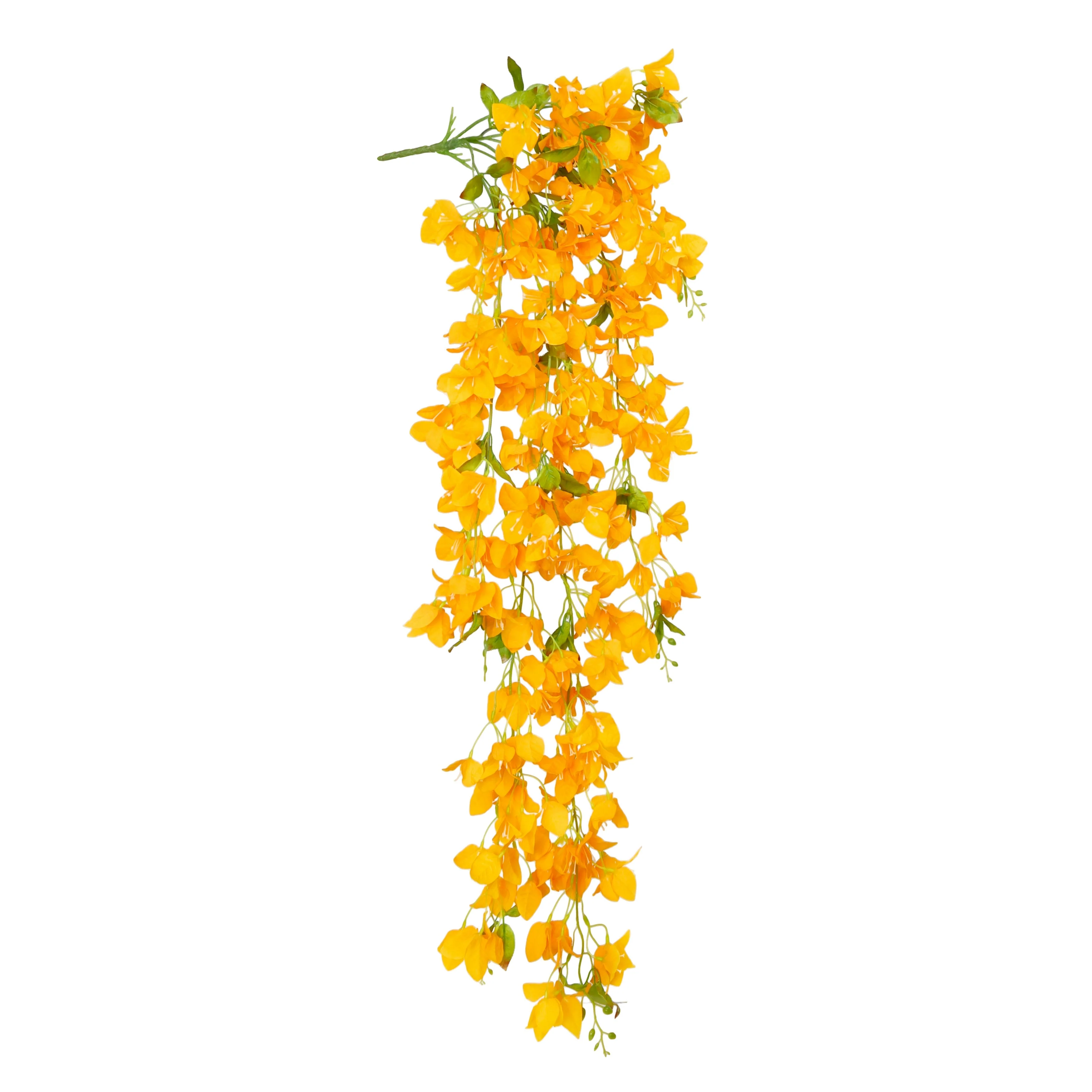 Honey Yellow Artificial Bougainvillea Flower Stem Hanging Spray Bush 50in - 50