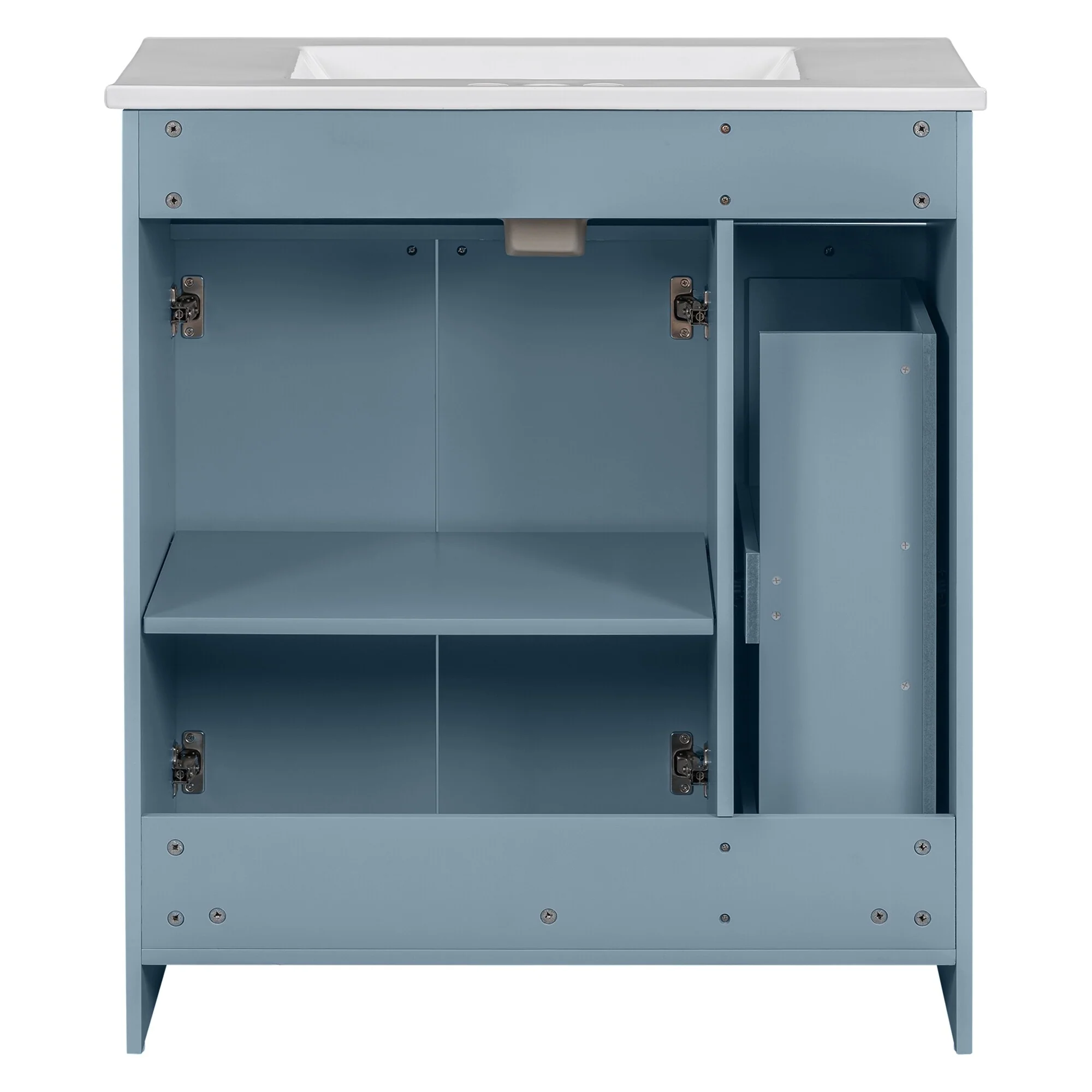 30-Inch Black Bathroom Vanity with Ceramic Sink