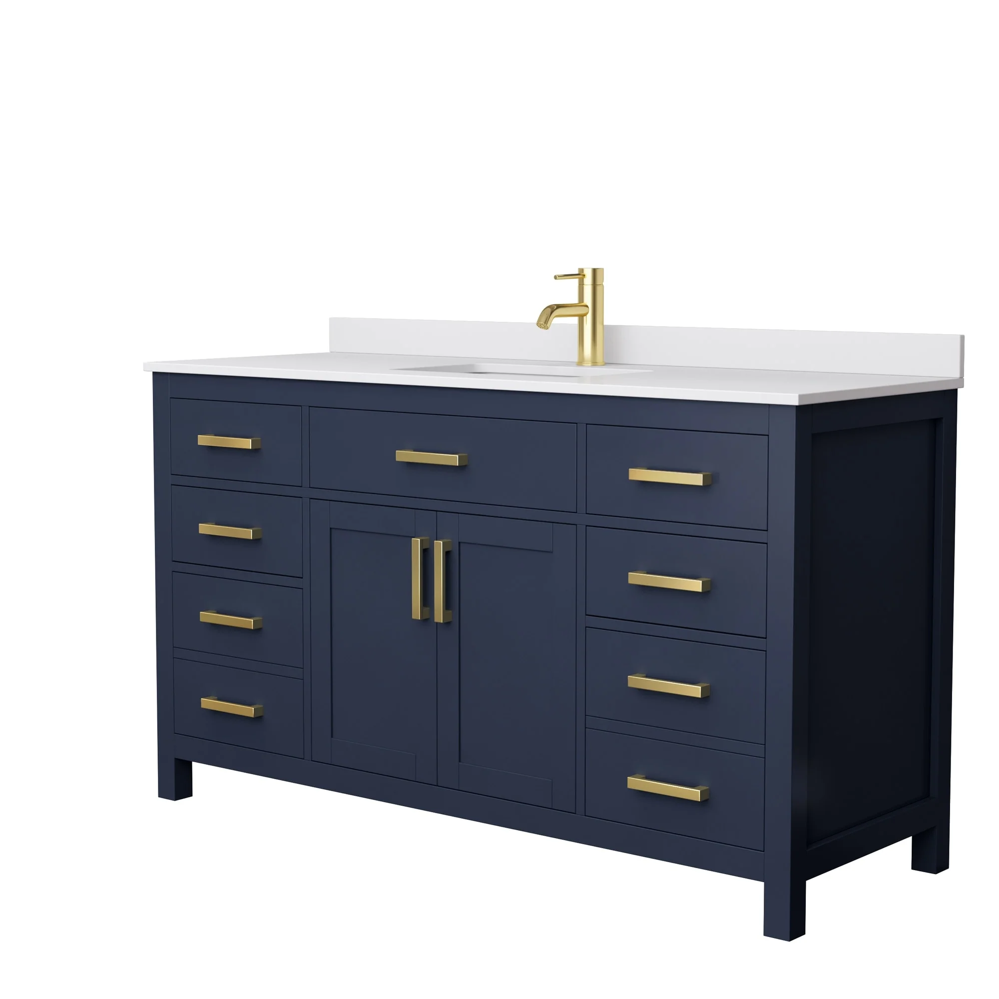 Beckett 60 Inch Single Vanity, Cultured Marble Top