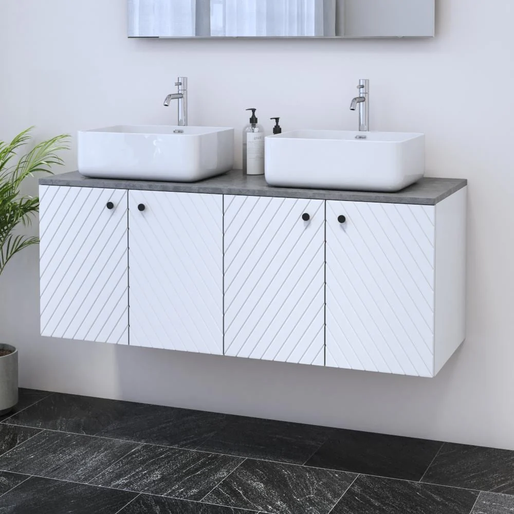 Avela 4D 120 Double Sink Floating Bathroom Vanity (48