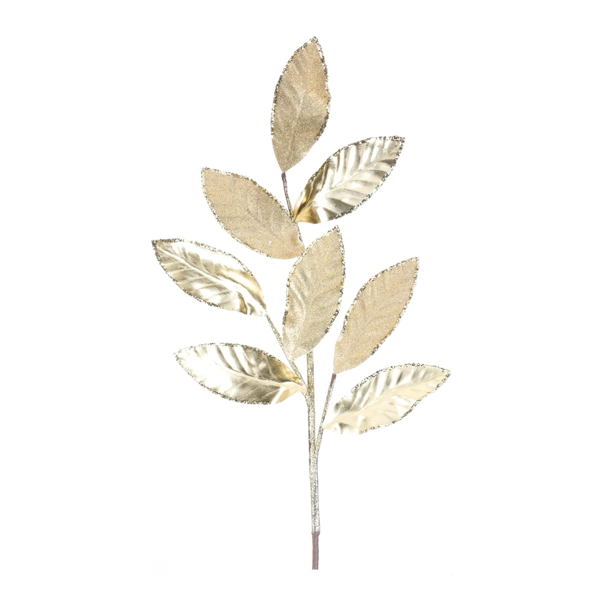 Glittered Leaf Spray (Set of 6) - Gold