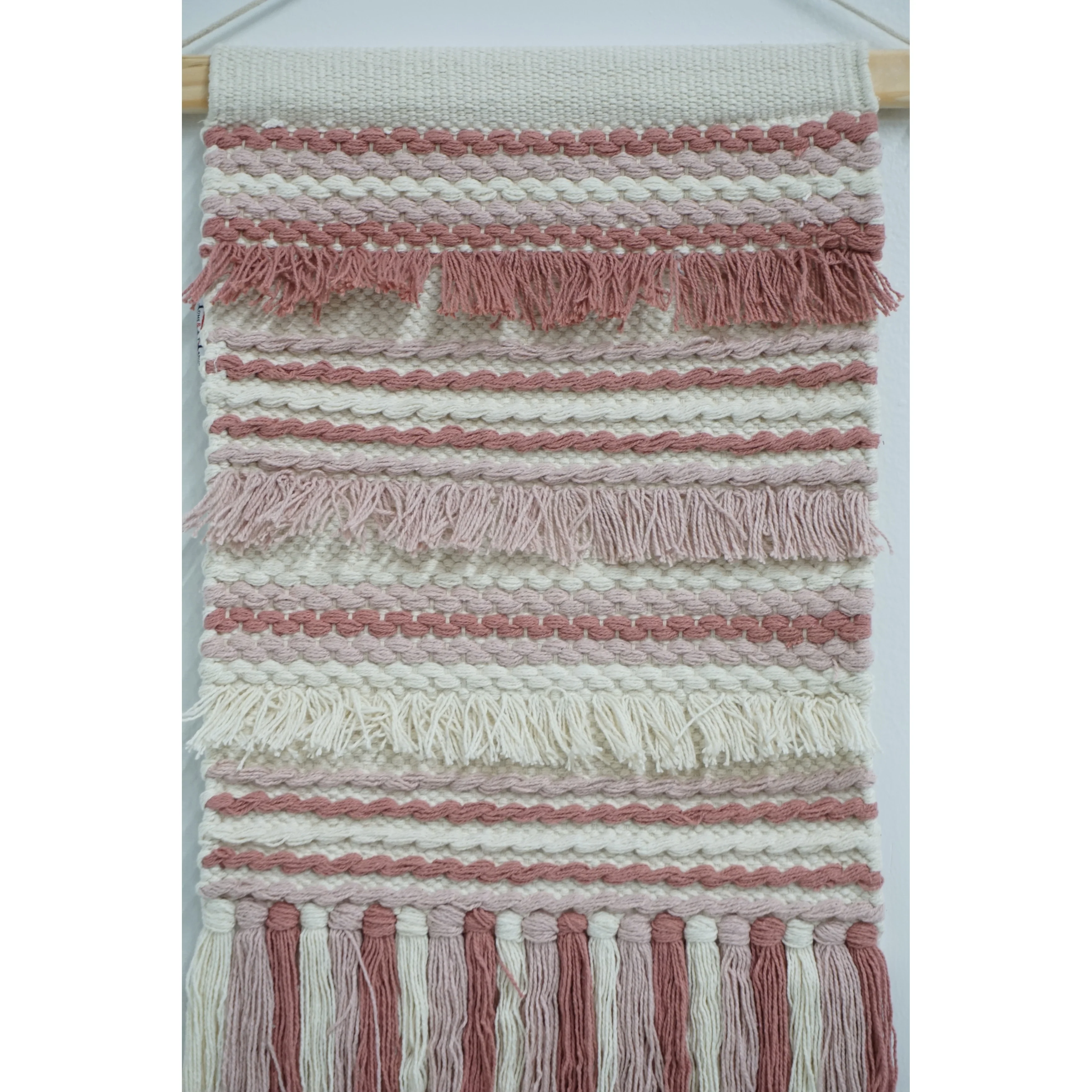 Home&Manor Wool and Cotton Macrame Wall Hanging with Rod Included - Exact Size