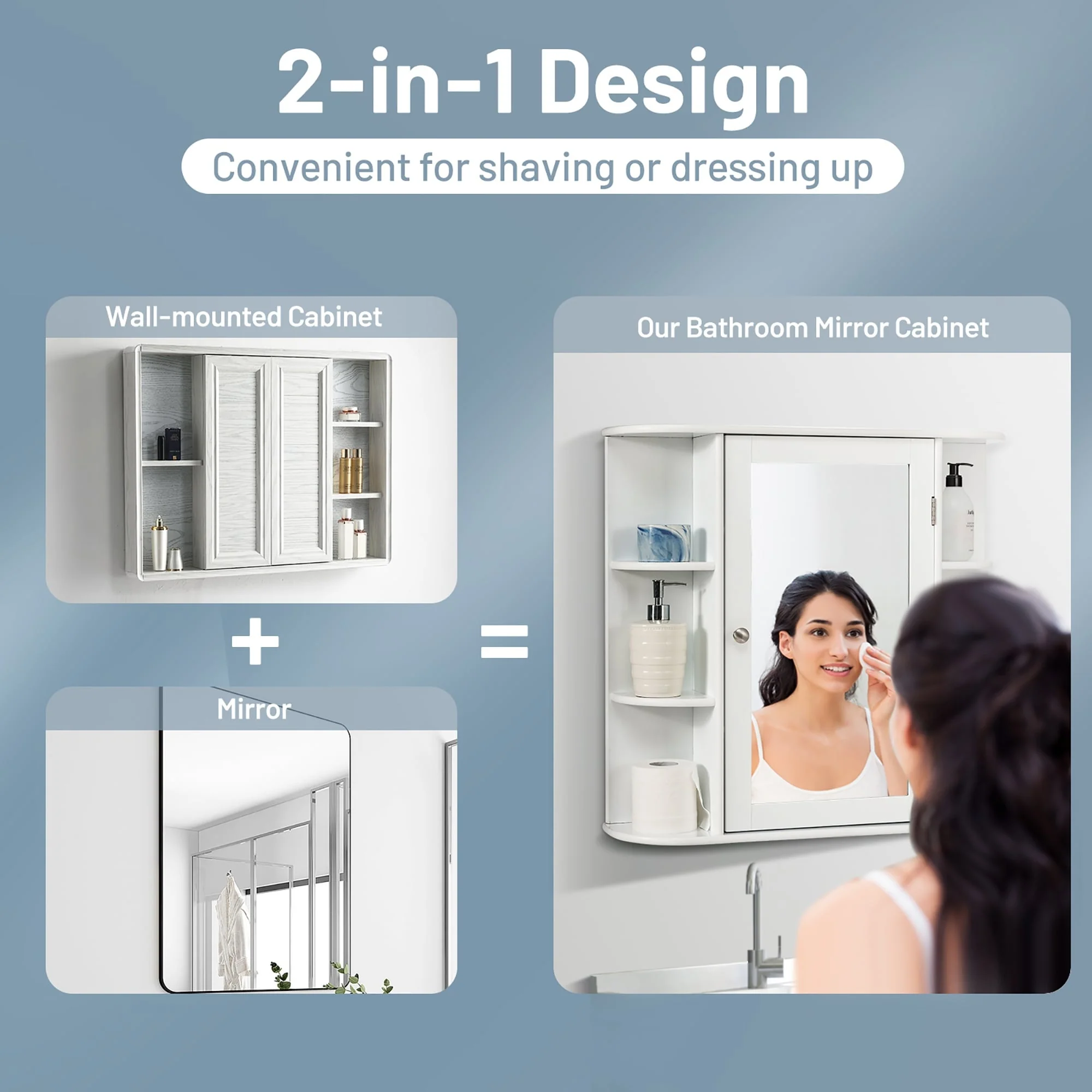 Wall Mounted Bathroom Storage Cabinet Medicine Cabinet with Mirror